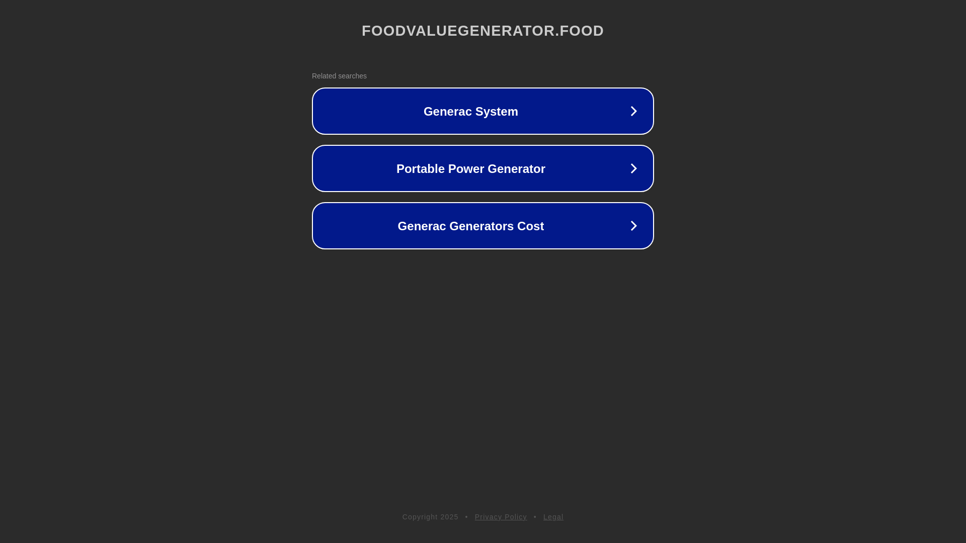 website screenshot of https://foodvaluegenerator.food/