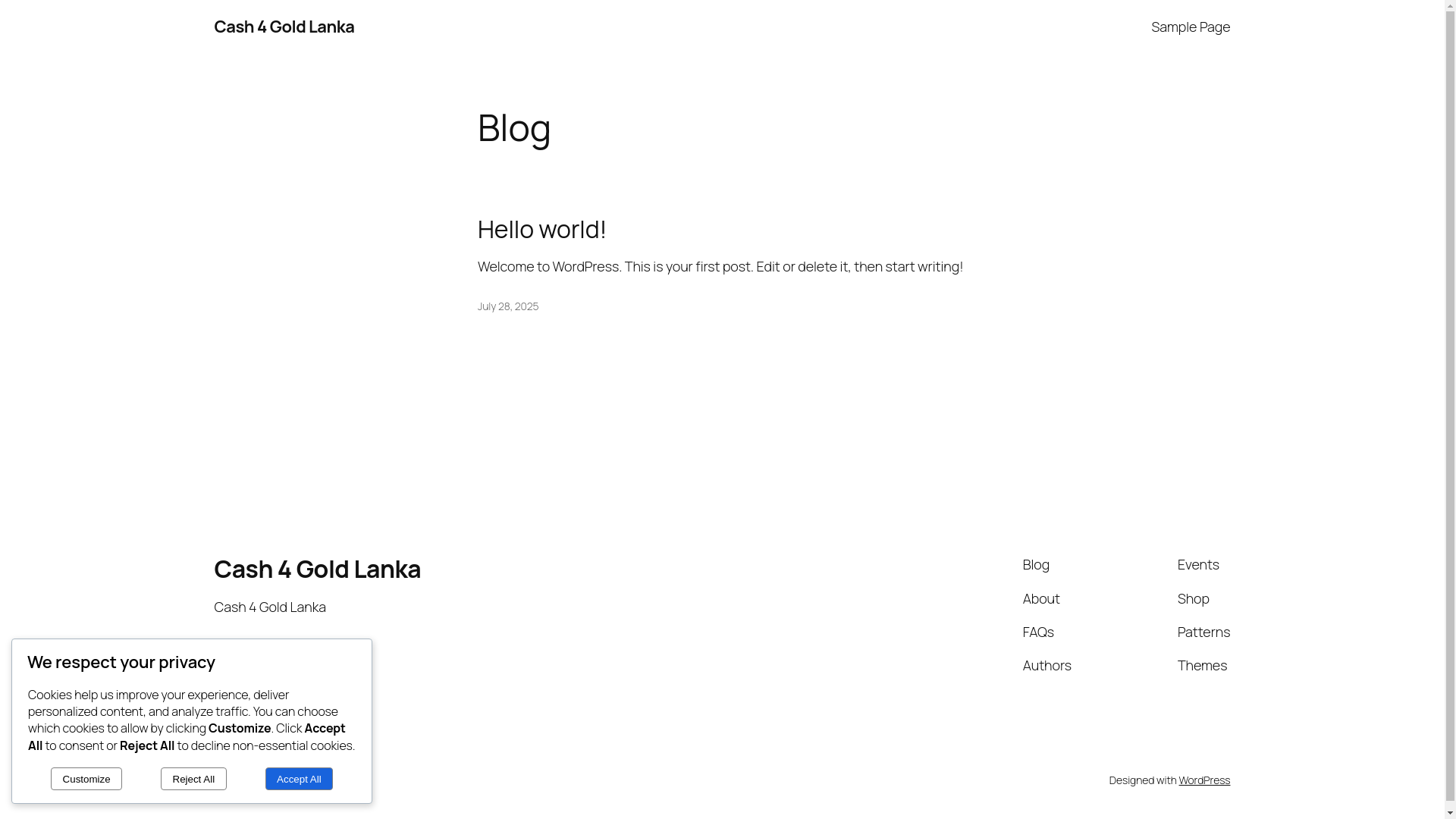 website screenshot of https://cash4goldlanka.lk/