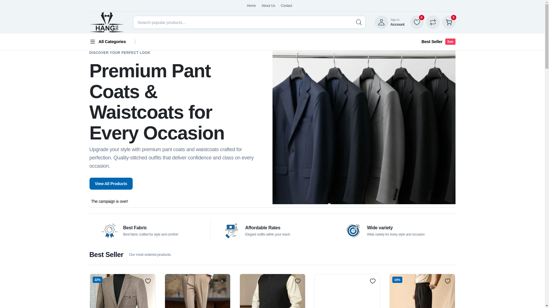 website screenshot of https://hangtag.store/