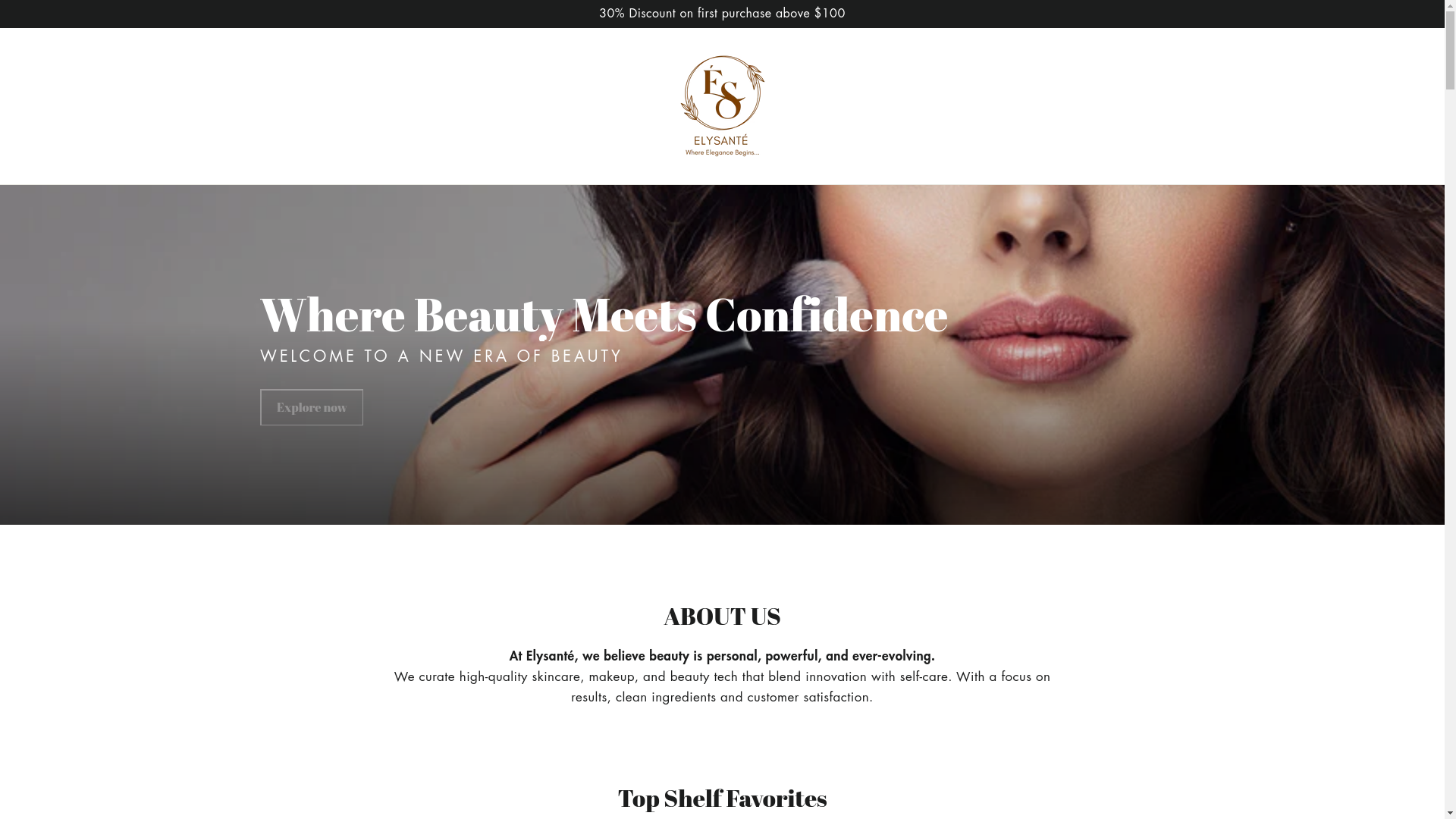 website screenshot of https://elysante.shop/