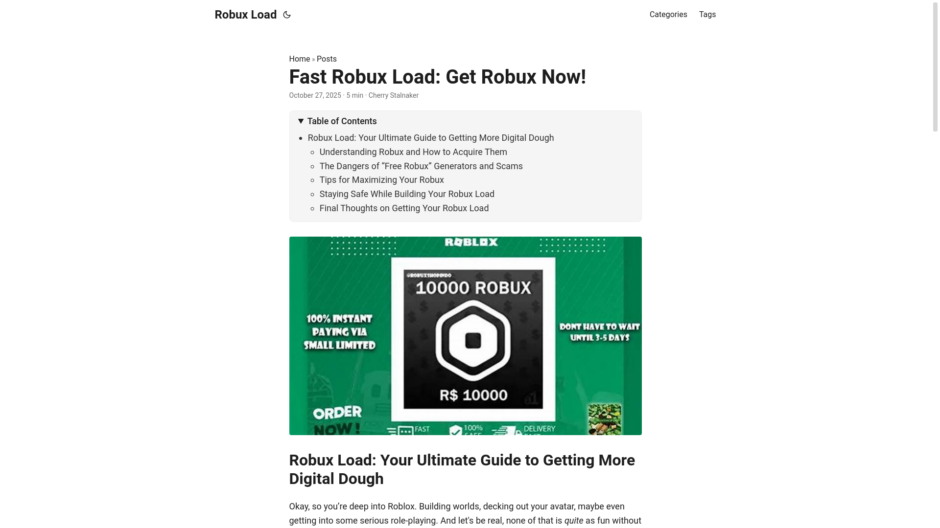 website screenshot of https://robux-load.pages.dev/