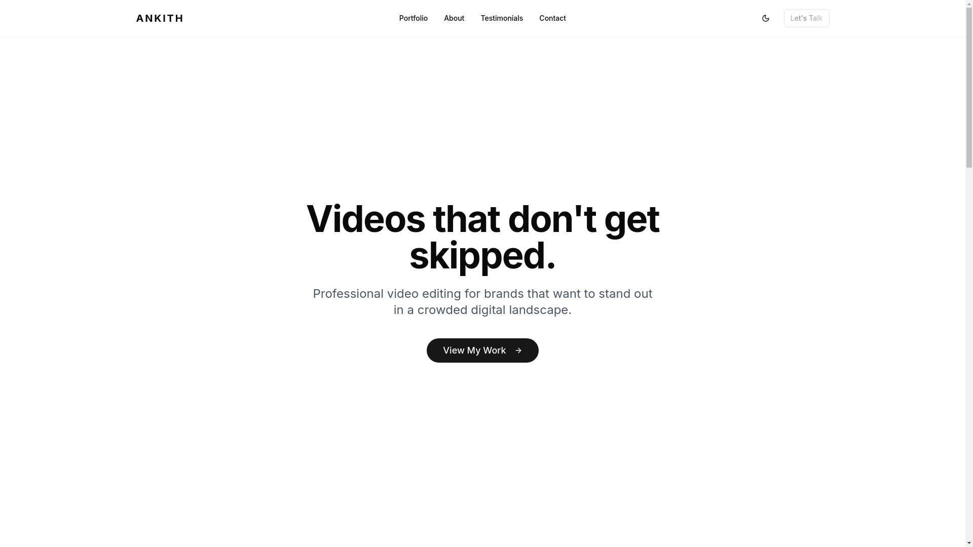 website screenshot of https://ankith.studio/