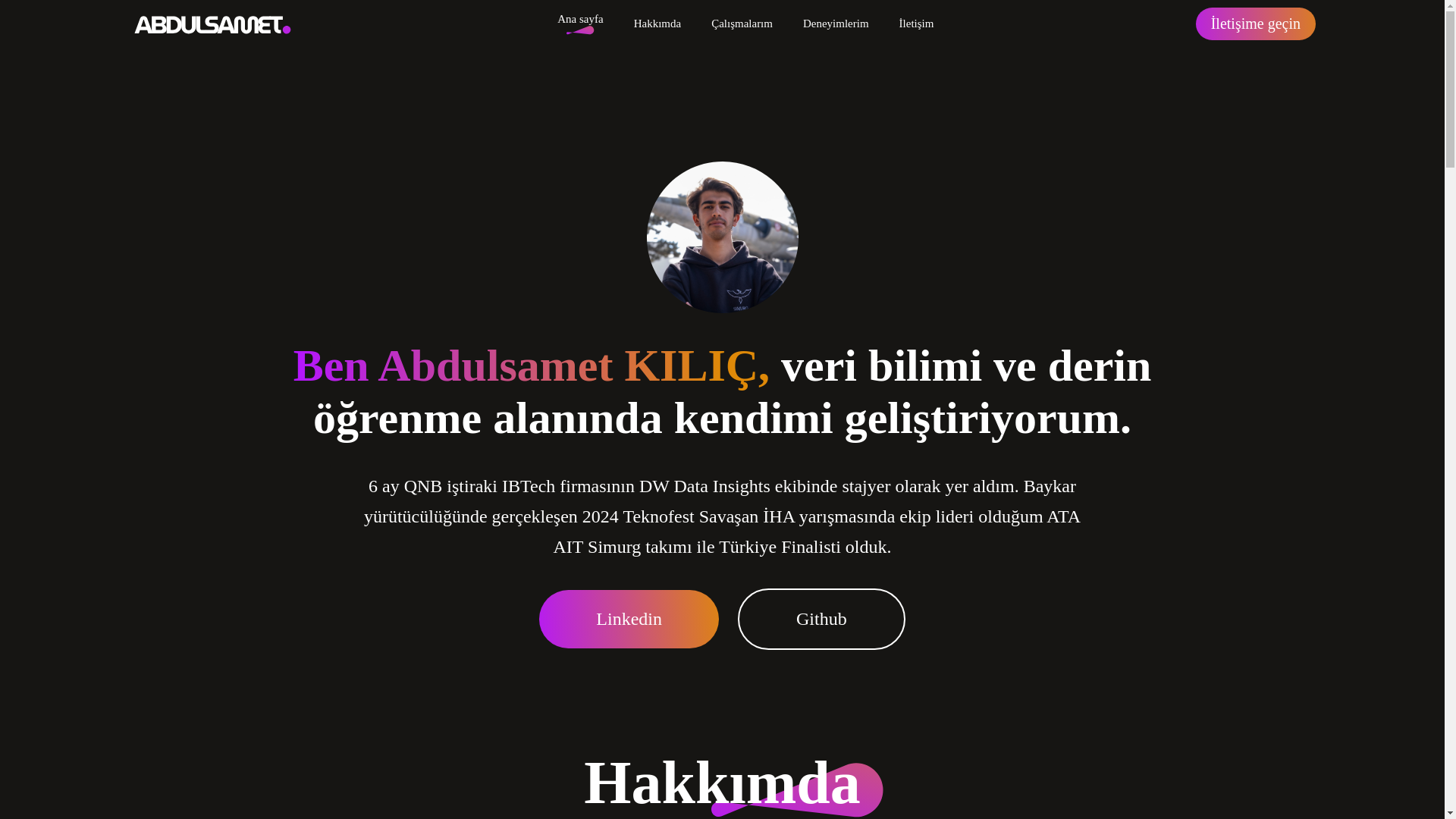 website screenshot of https://abdulsametkilic.com.tr/