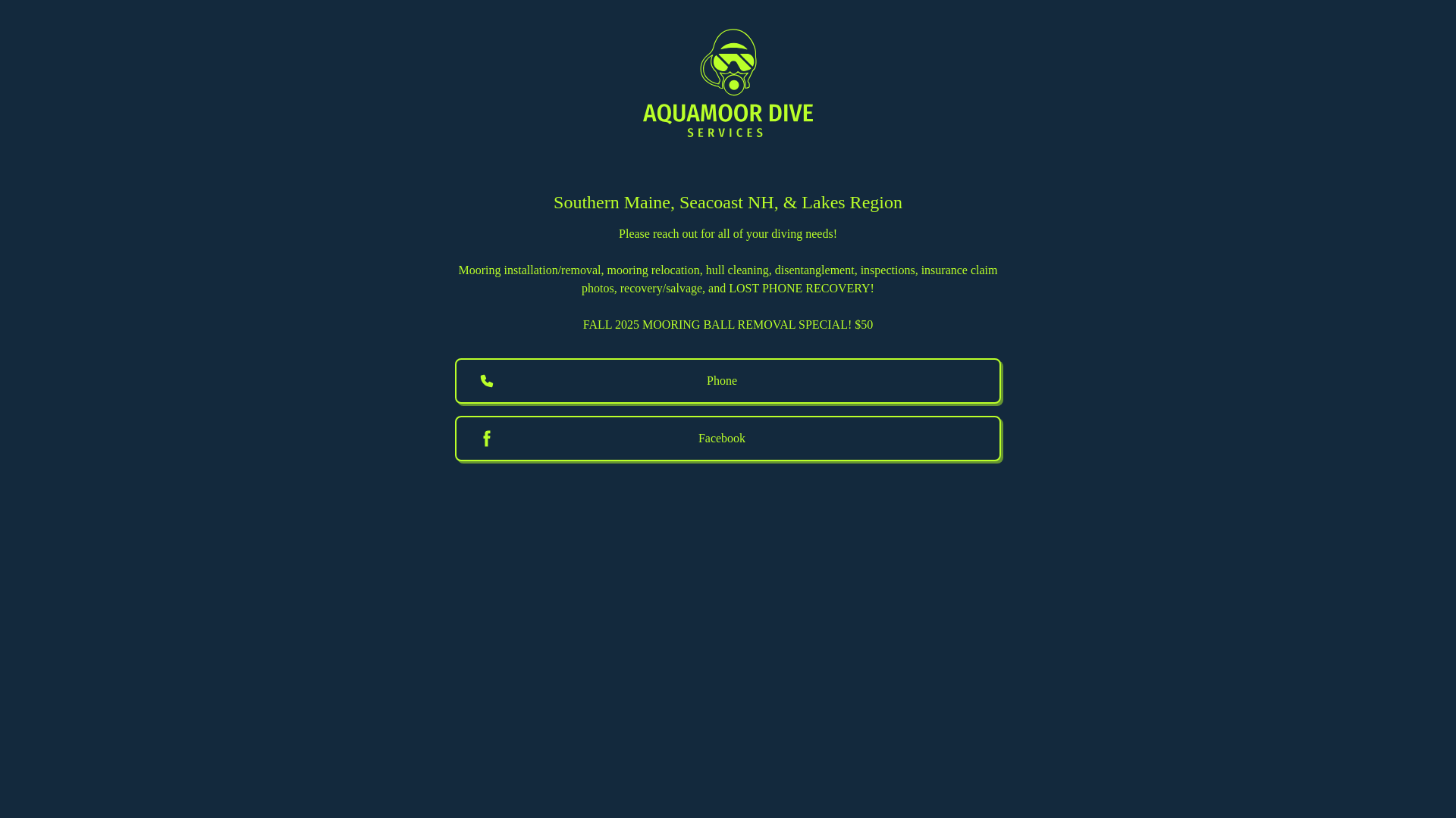 website screenshot of https://aquamoordive.com/