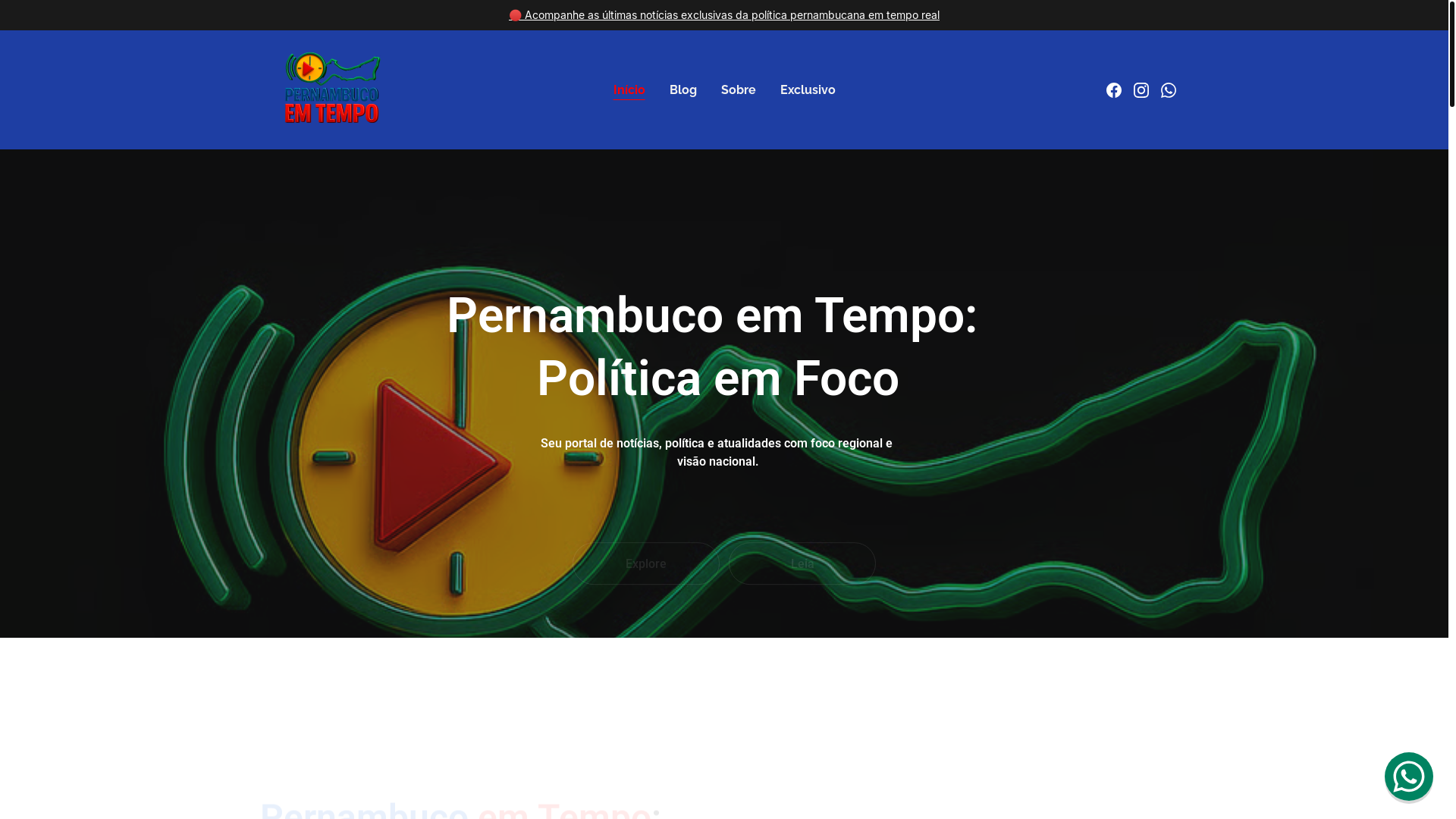 website screenshot of https://pernambucoemtempo.com.br/
