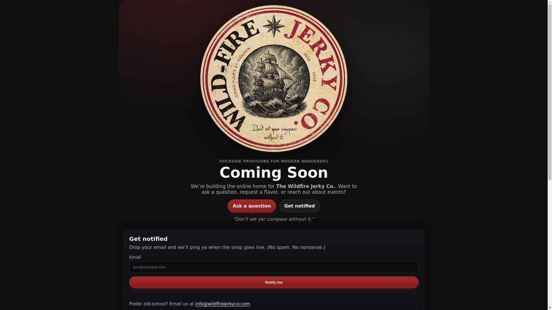 website screenshot of https://wildfirejerkyco-coming-soon.pages.dev/