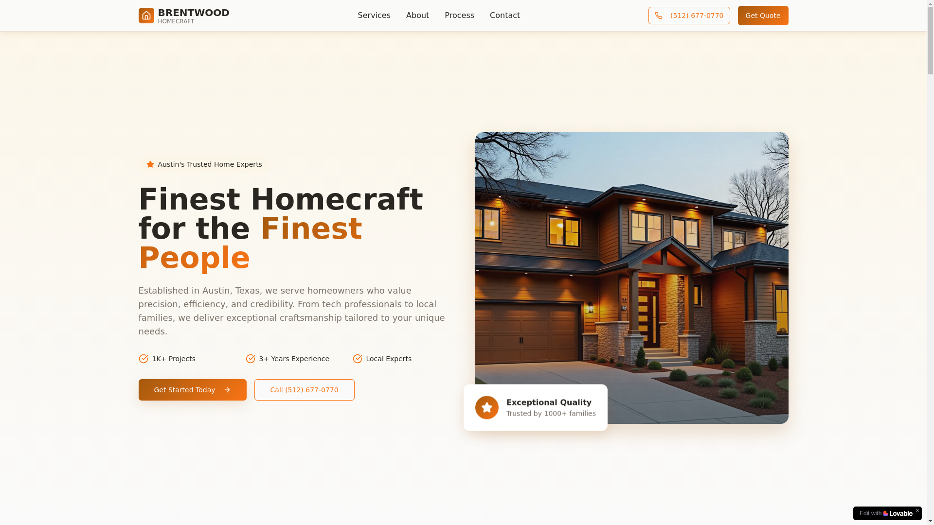 website screenshot of https://brentwoodhomecraft.design/