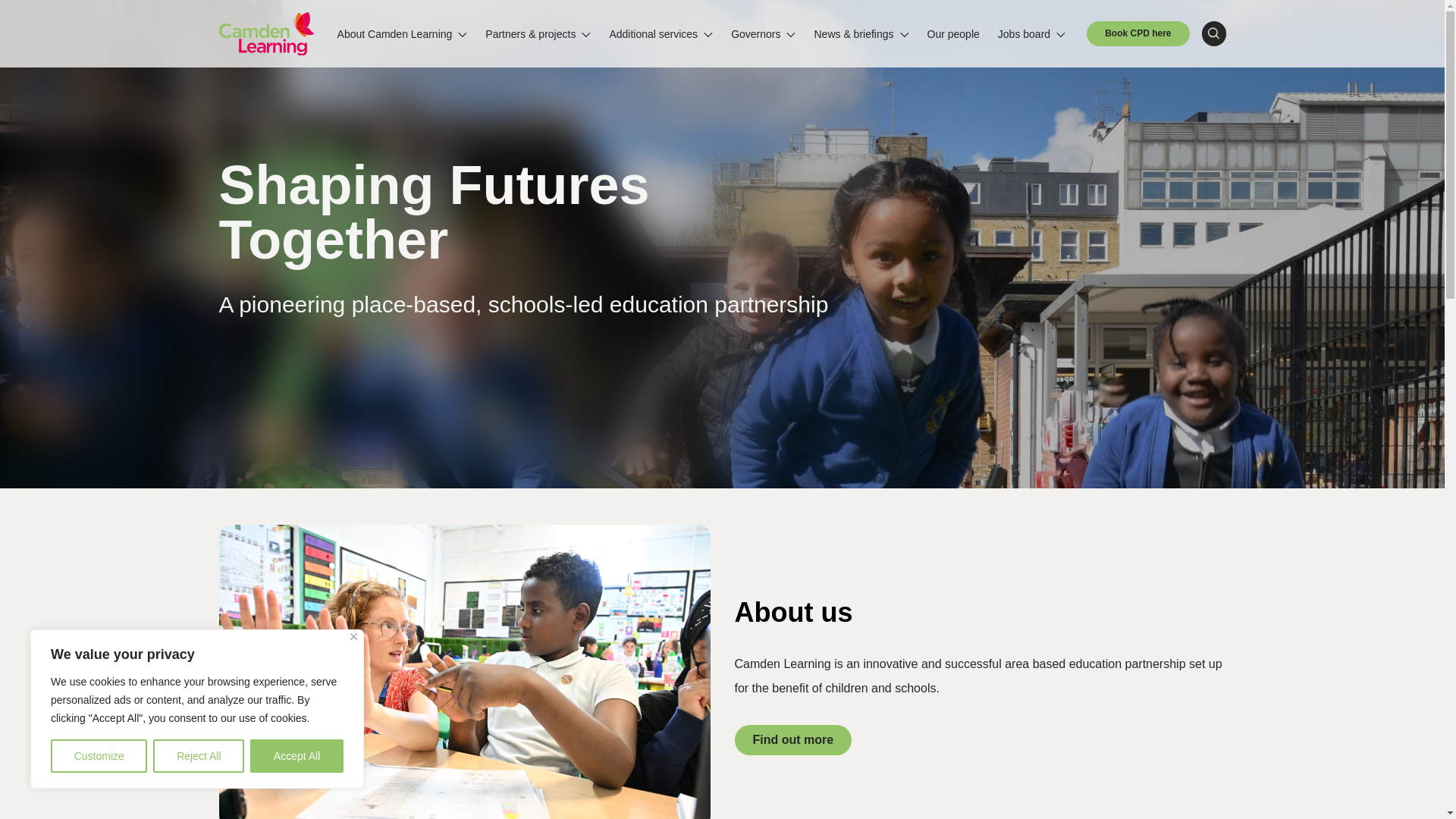 website screenshot of https://camdenlearning.org.uk/