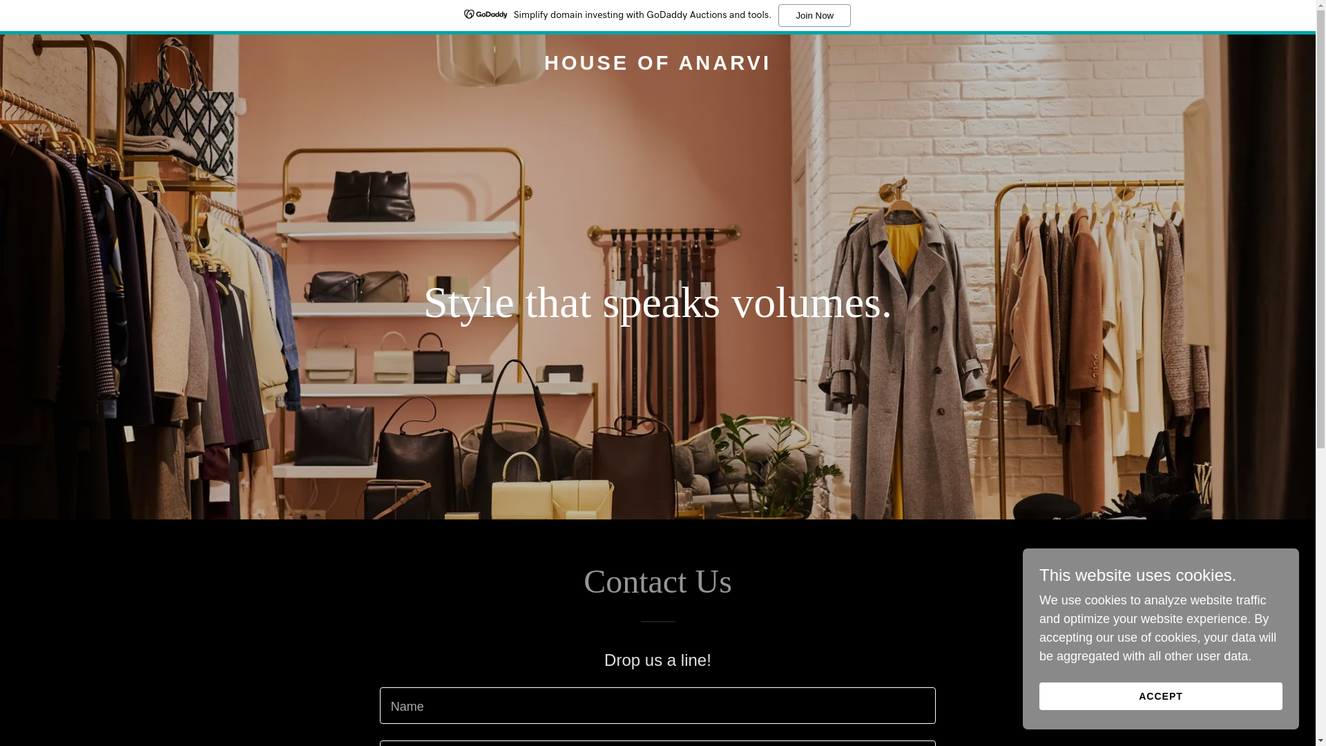 website screenshot of https://houseofanarvi.com.au/