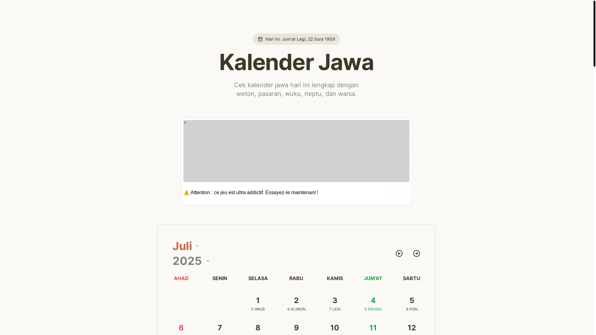 website screenshot of https://kalenderjawa.pages.dev/