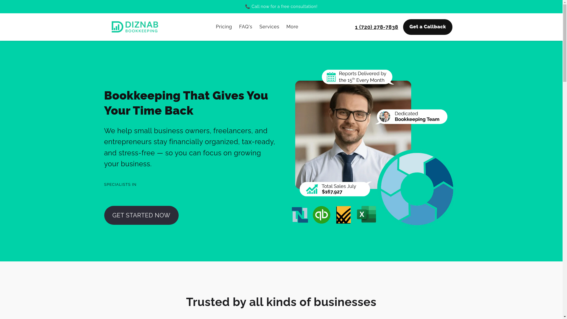 website screenshot of https://diznabbookkeepingco.com/
