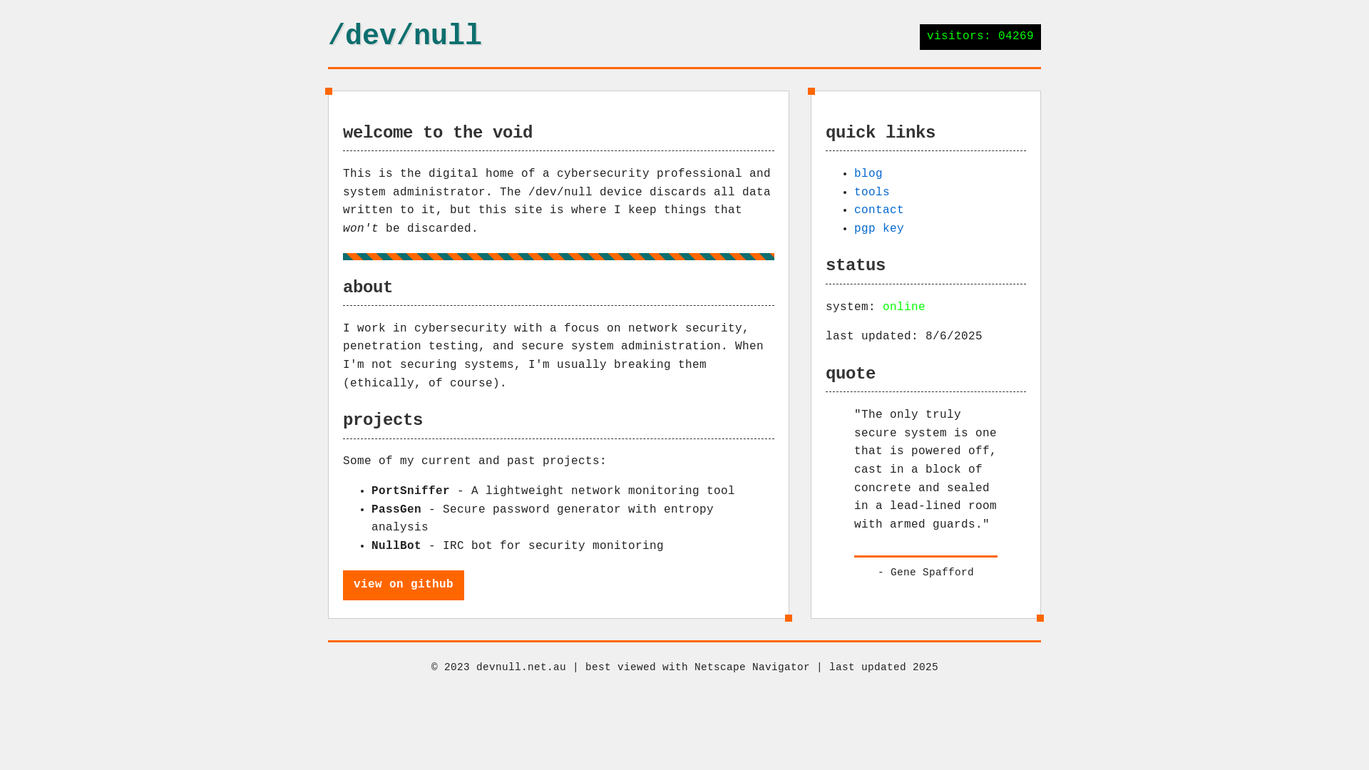 website screenshot of https://devnull-8pf.pages.dev/