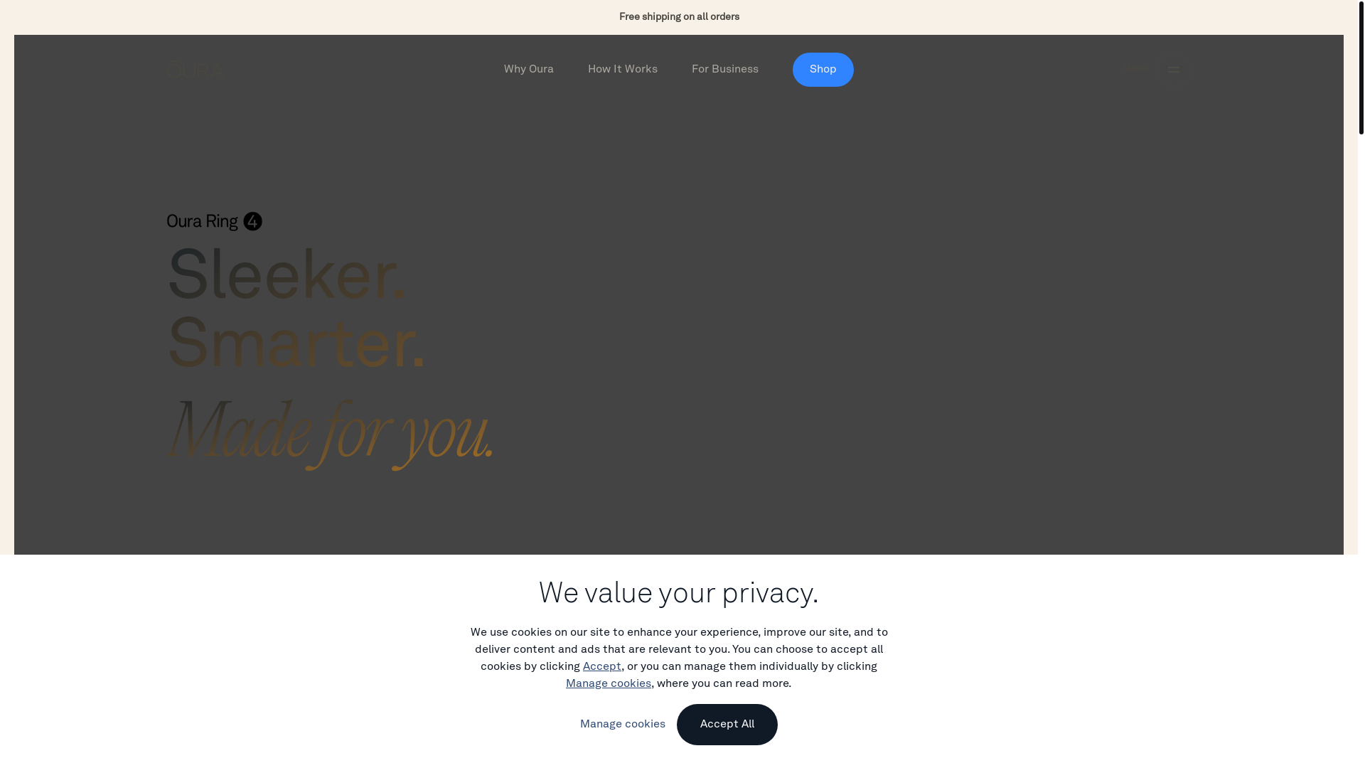 website screenshot of https://ouraring.help/