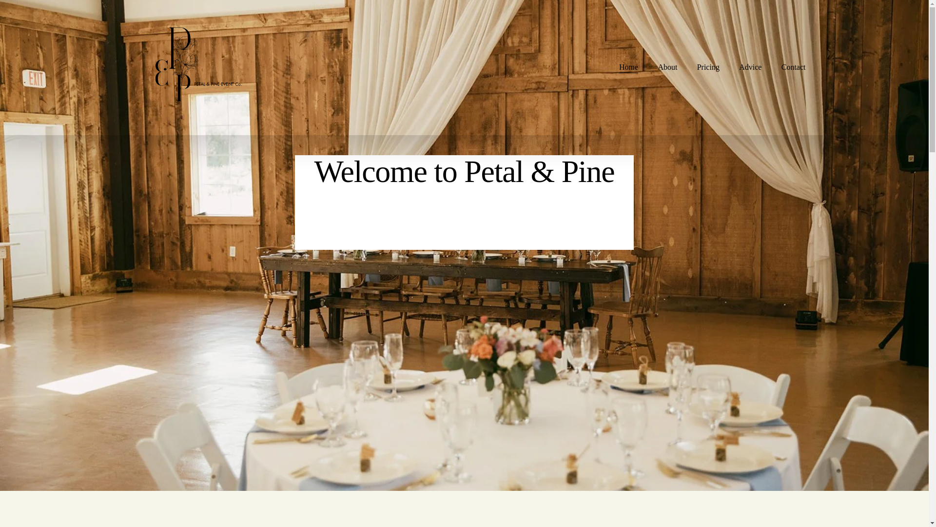 website screenshot of https://petalaandpineventsco.com/