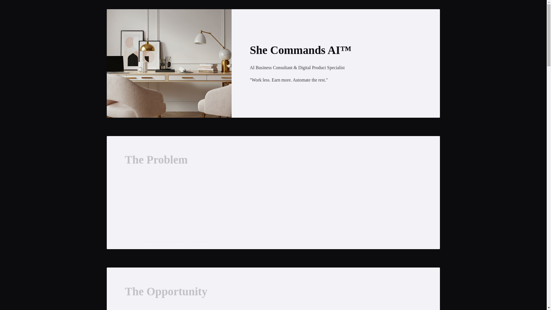 website screenshot of https://shecommandsai.com/