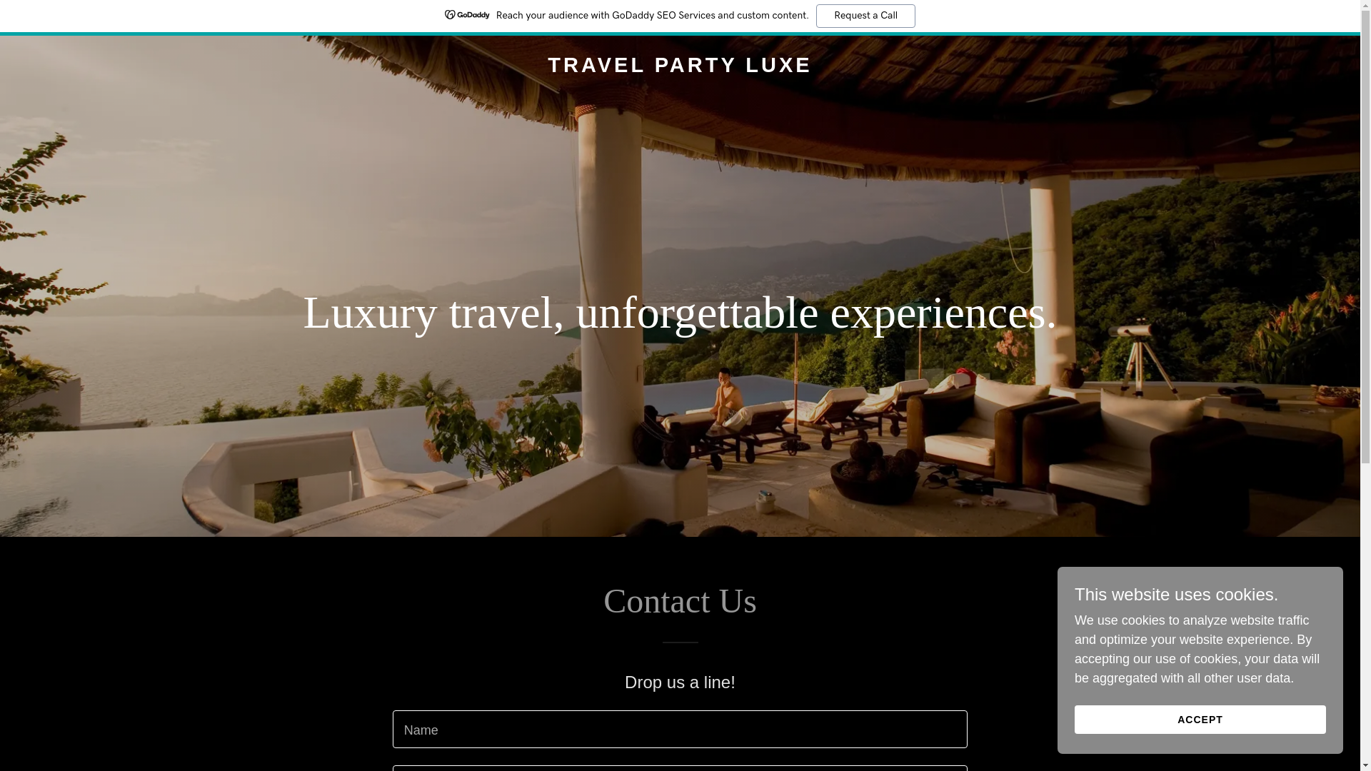 website screenshot of https://travelpartyluxe.com/