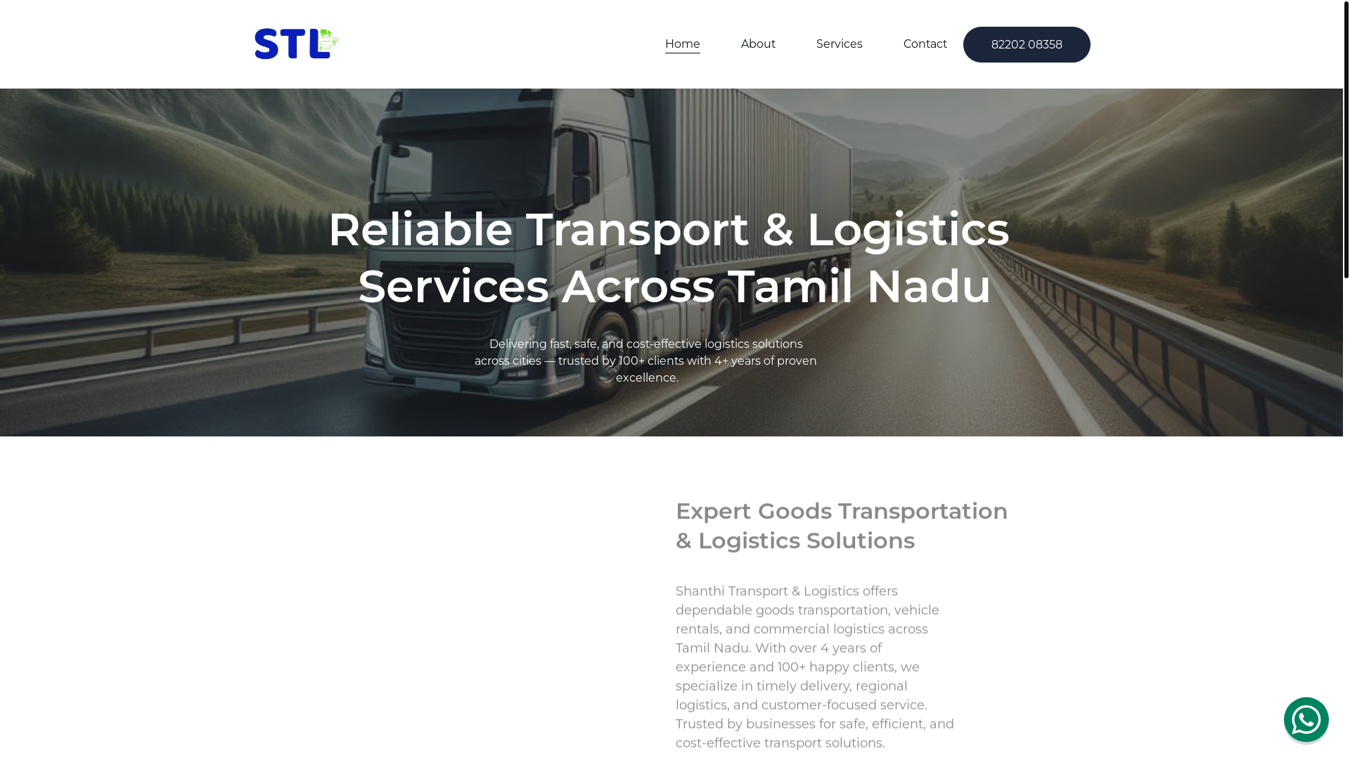 website screenshot of https://shanthitransport.in/