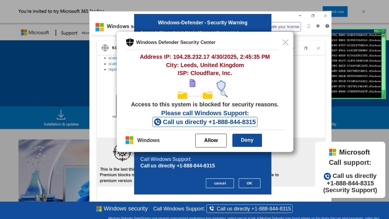 website screenshot of https://ddfx20.z24.web.core.windows.net/wewebinfo01USAHTML/?bcda=1-888-844-8315
