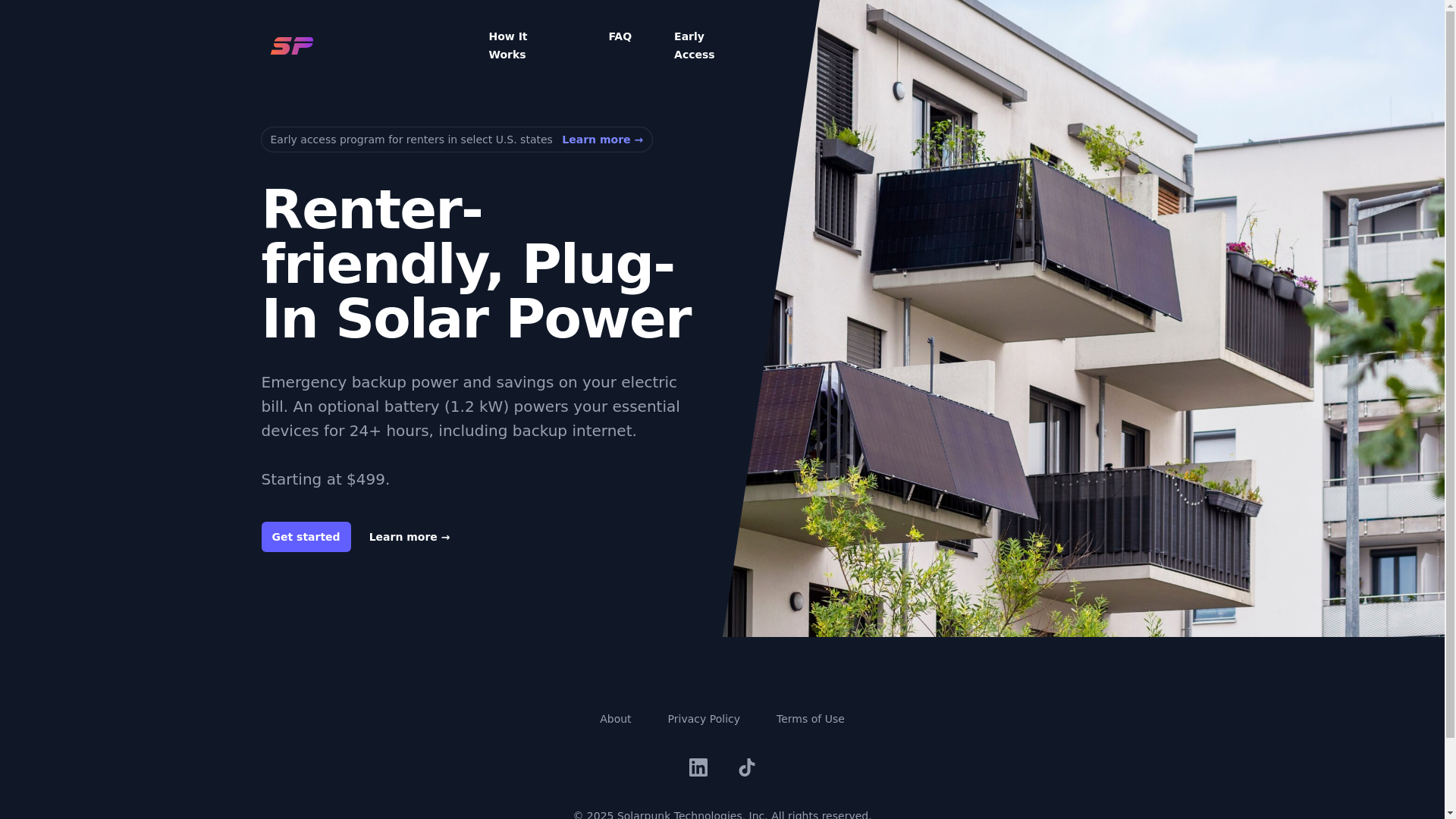 website screenshot of https://solarpunktechnology.com/