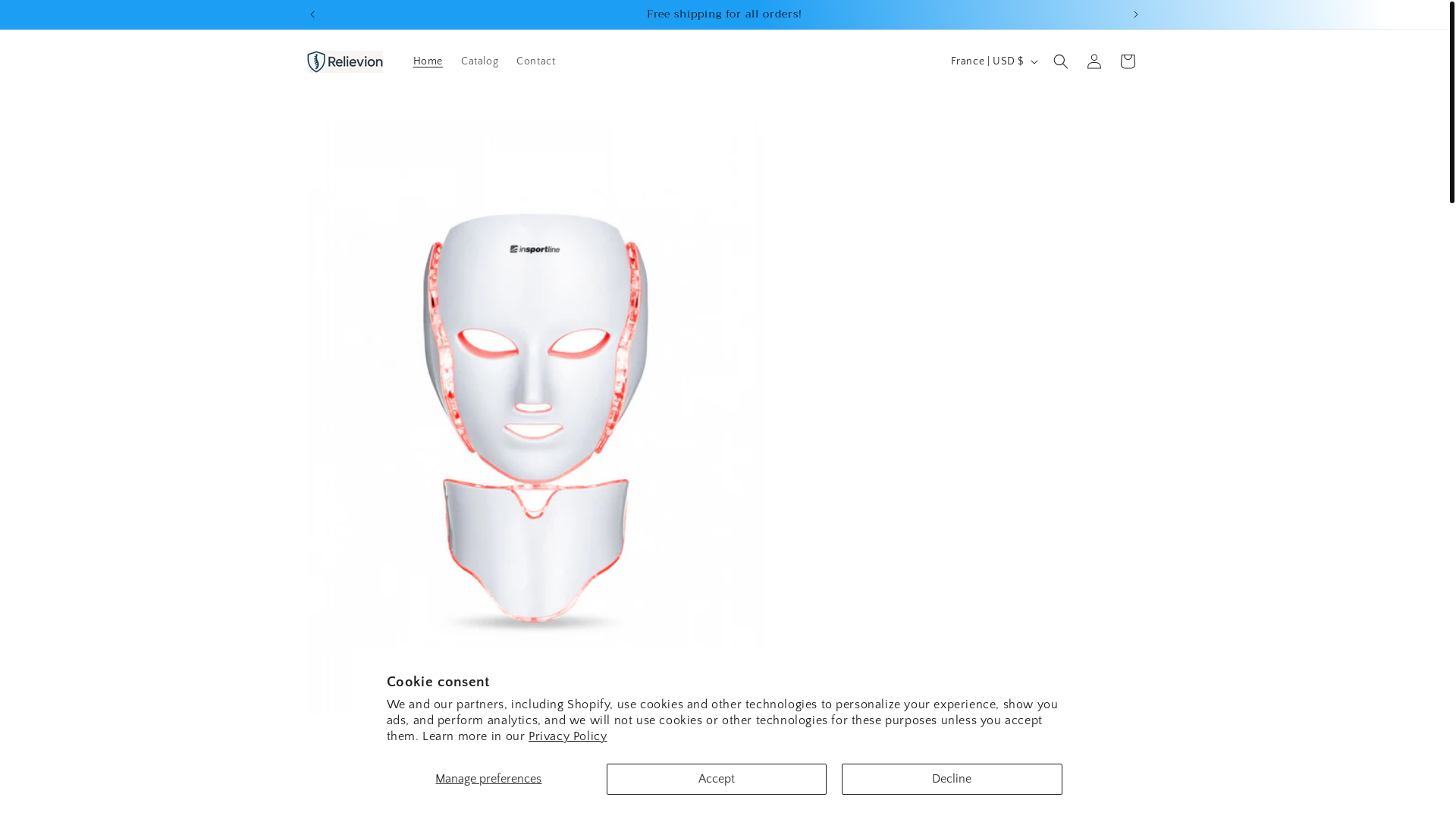 website screenshot of https://relievion.store/