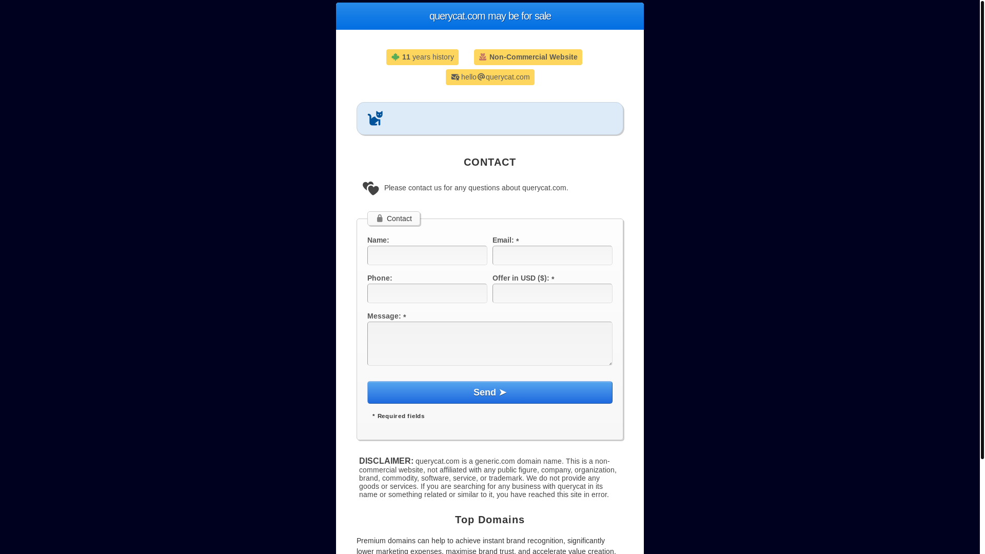 website screenshot of http://www.querycat.com/