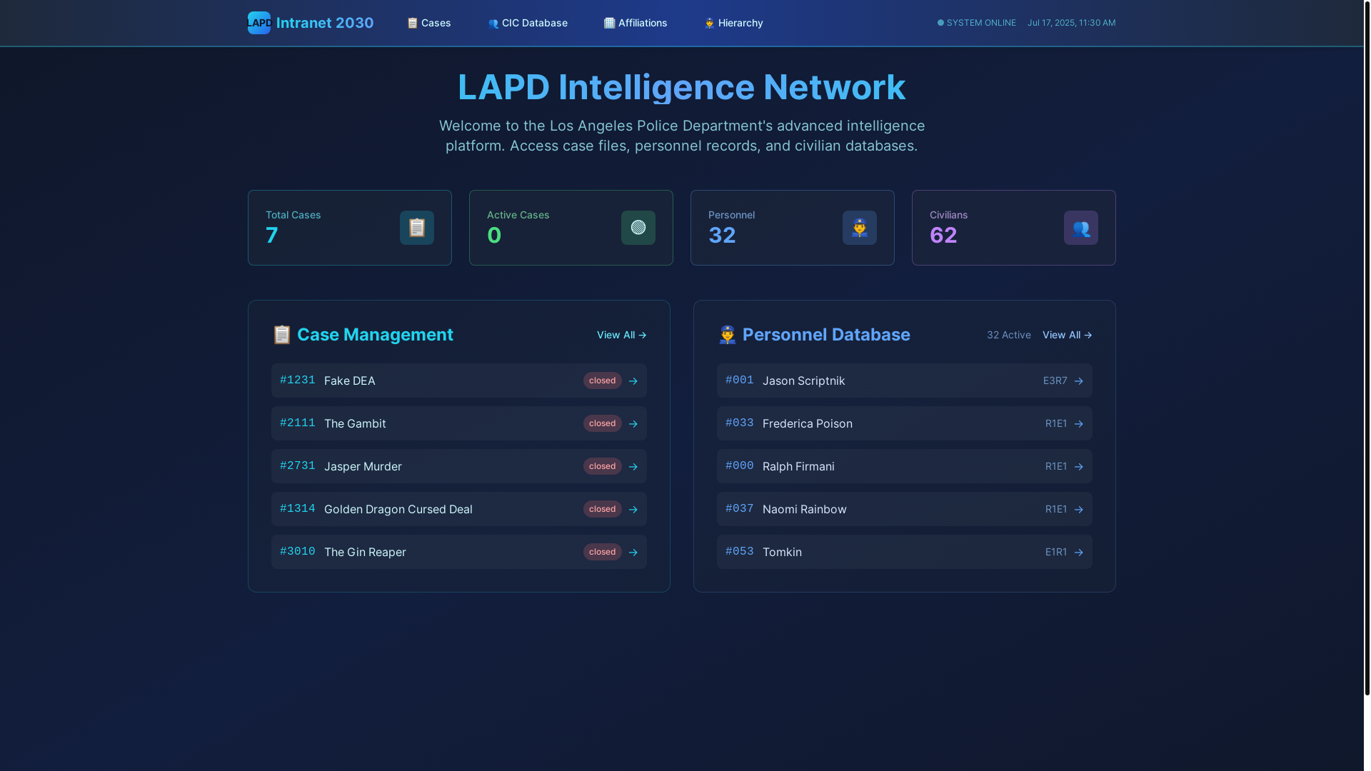 website screenshot of https://cops-intranet.pages.dev/