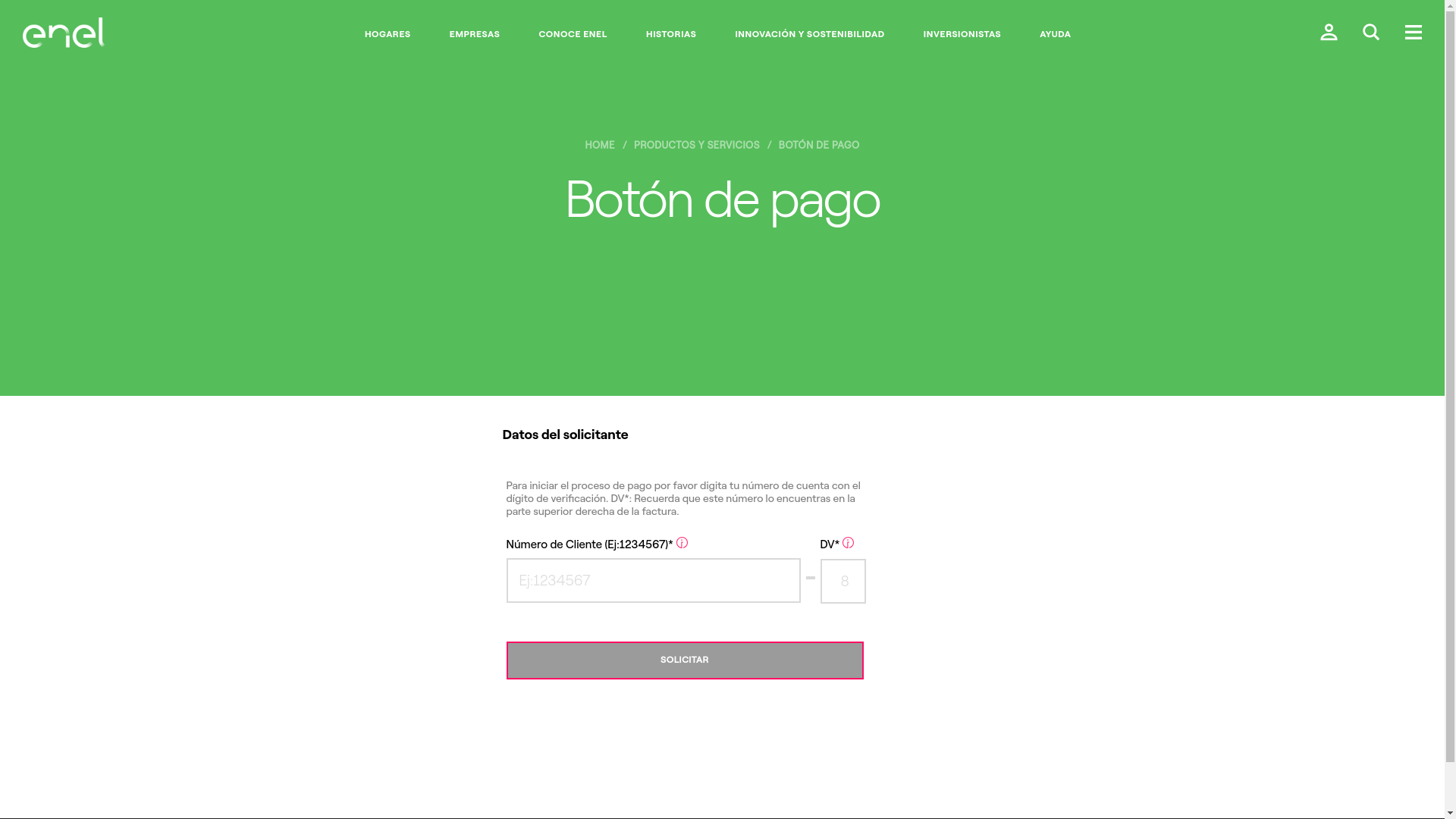 website screenshot of https://pagosfacturasluz.com/