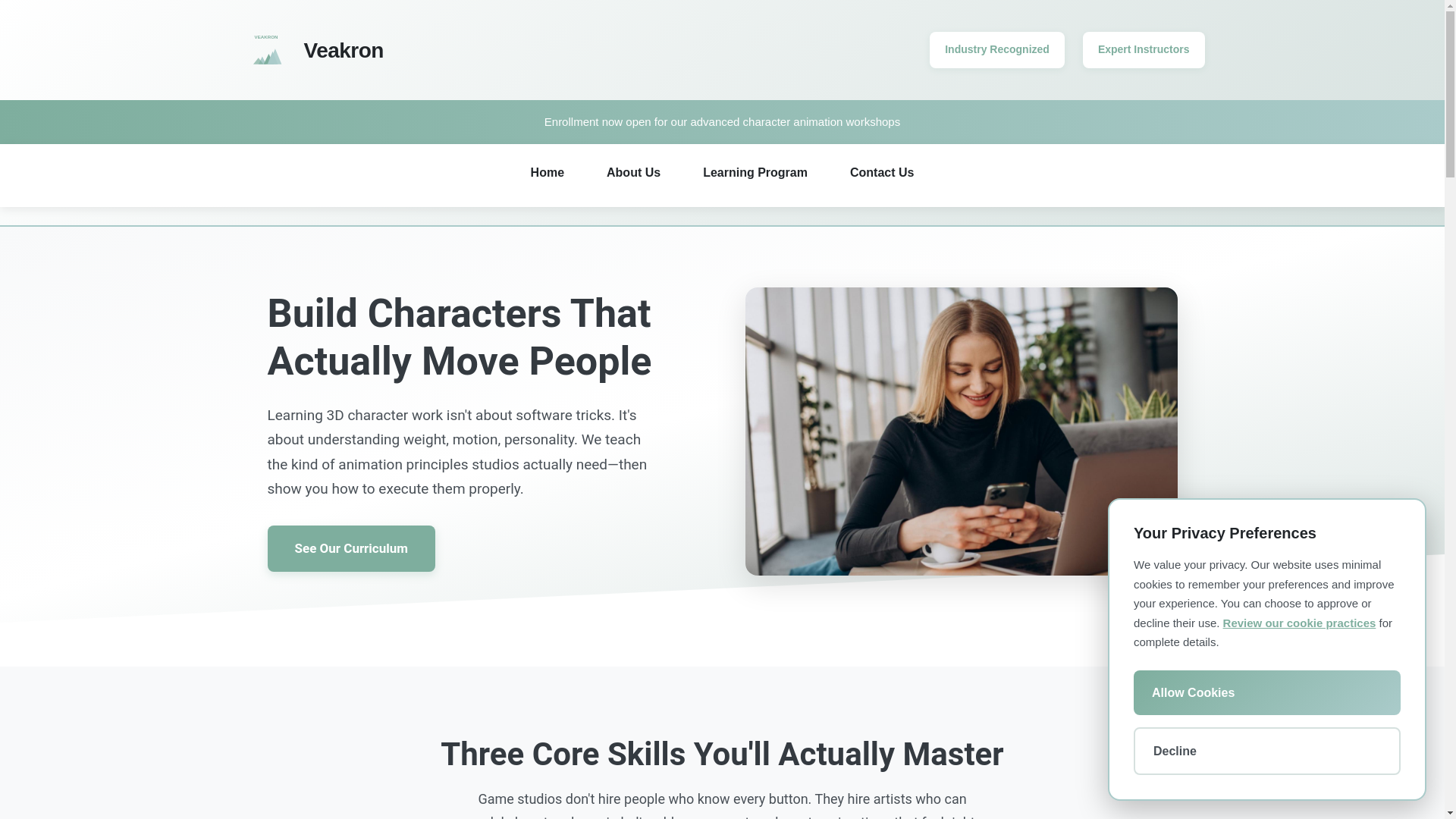 website screenshot of https://veakron.space/