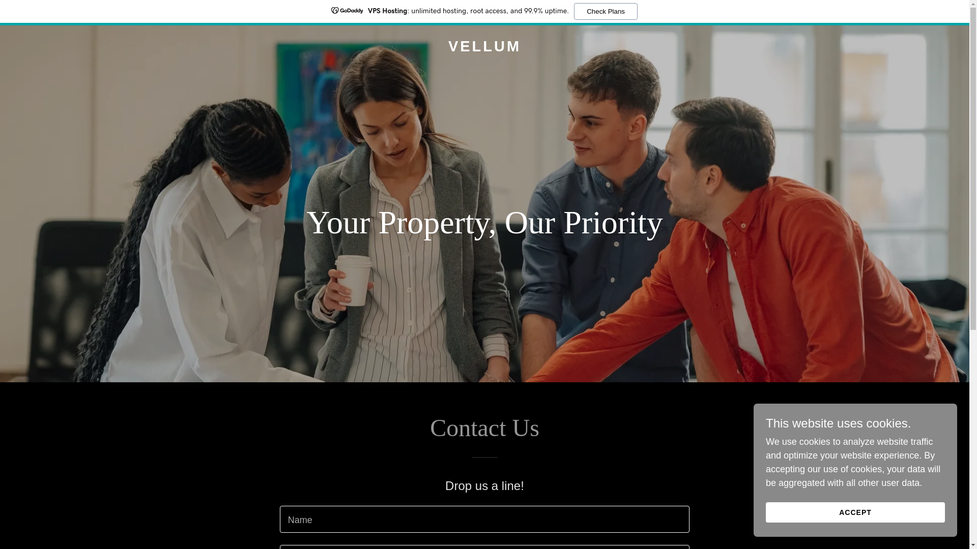 website screenshot of https://vellumliving.com/