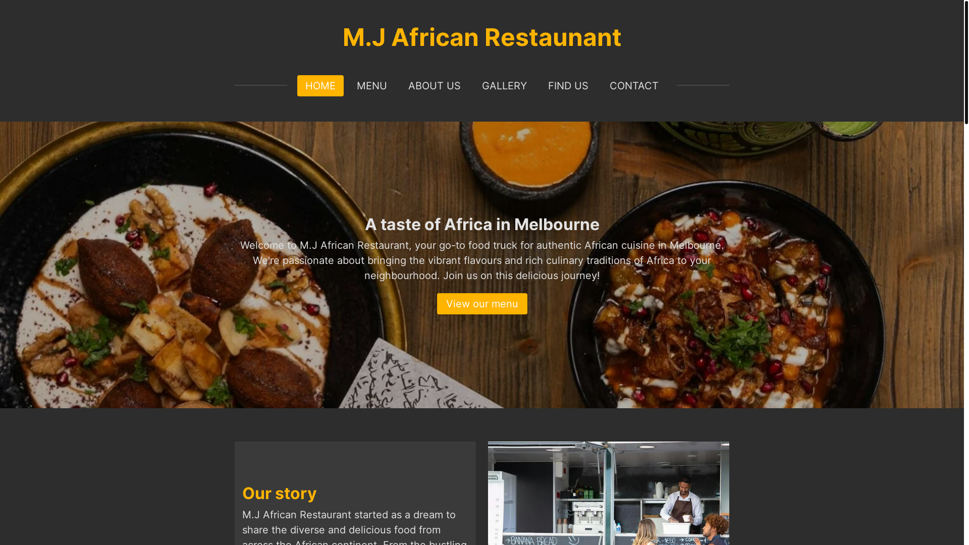 website screenshot of https://mjafricanrestaunant.com/