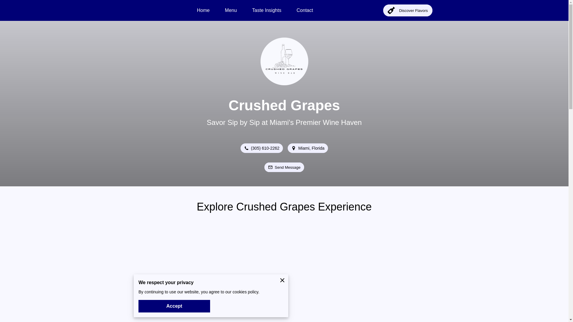 website screenshot of https://crushedgrapesmiami.com/