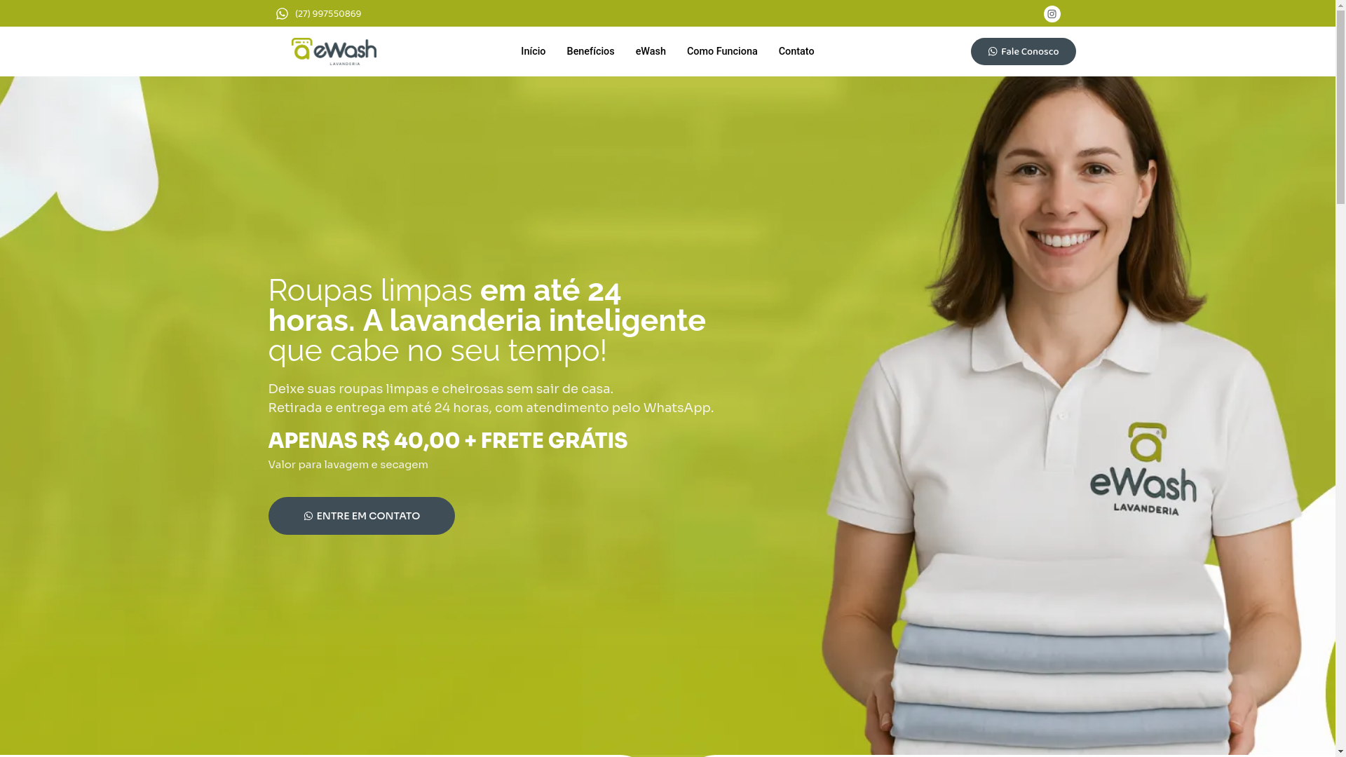 website screenshot of https://ewashlavanderia.com.br/
