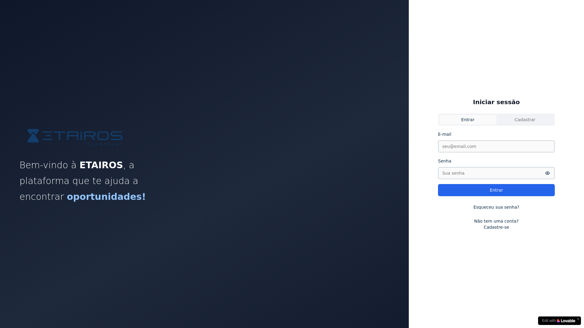 website screenshot of https://etairostech.com/