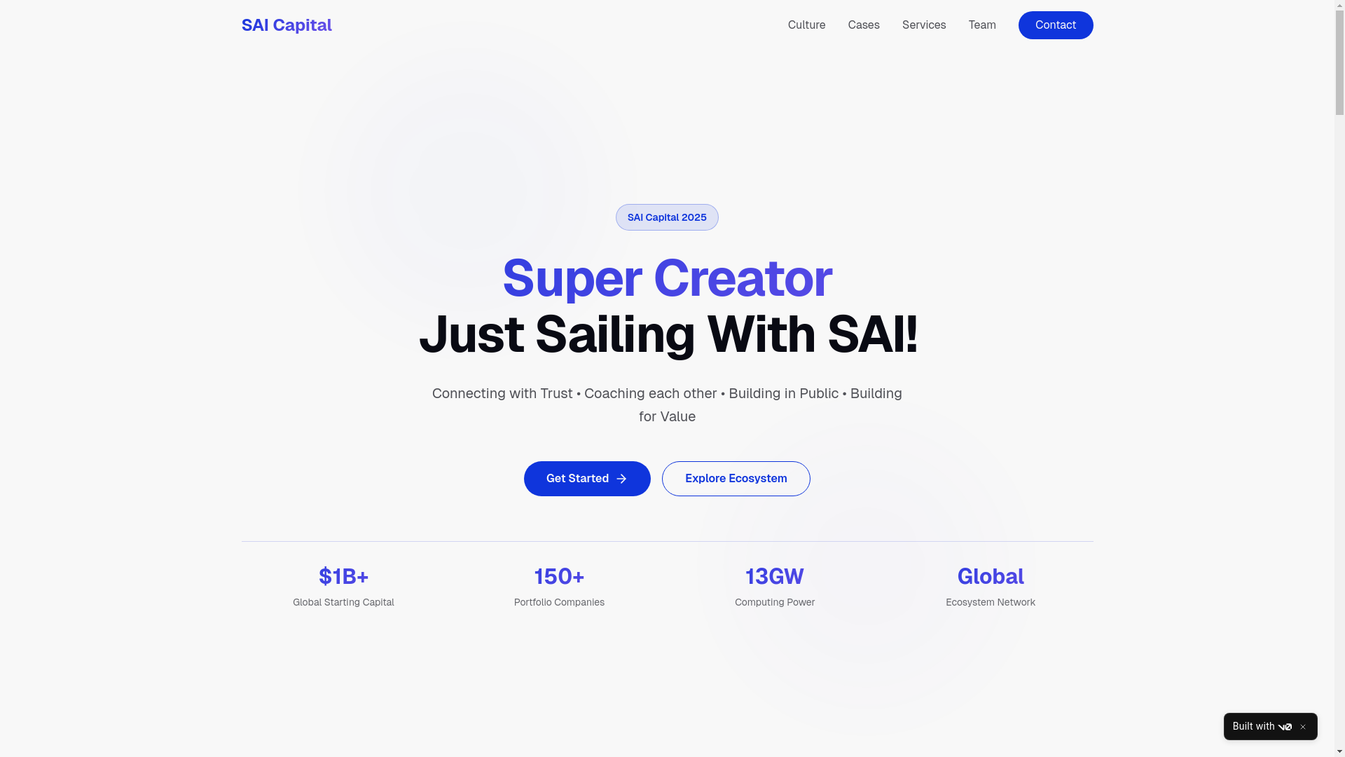 website screenshot of https://saicapital.ai/