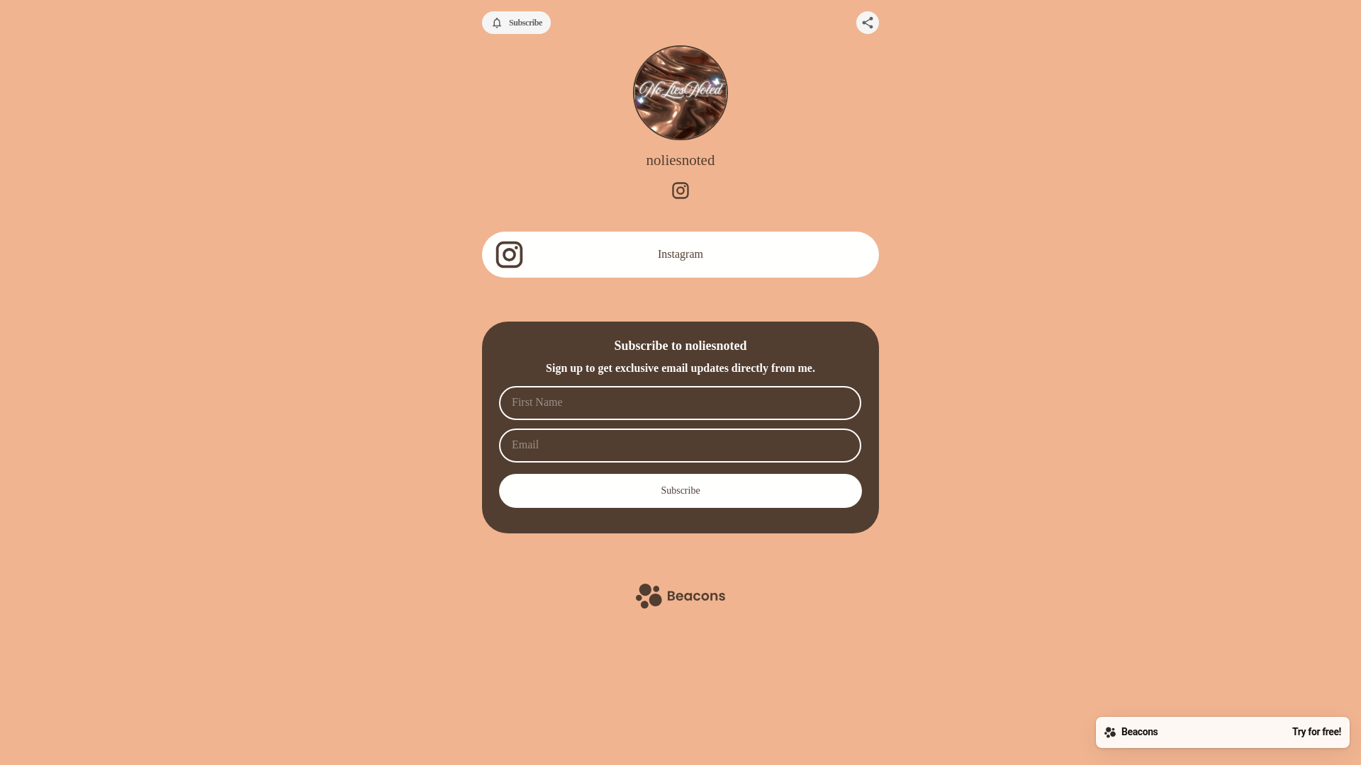 website screenshot of https://noliesnoted.com/