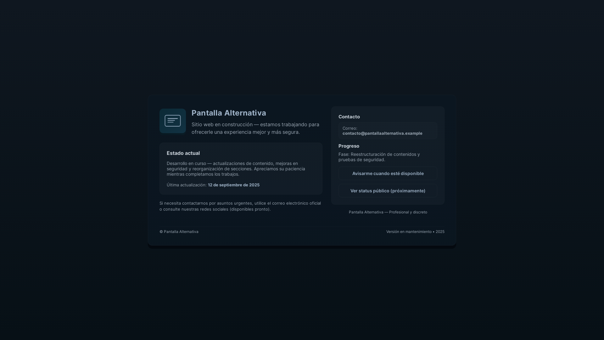 website screenshot of https://pantalla-alternativa.com/