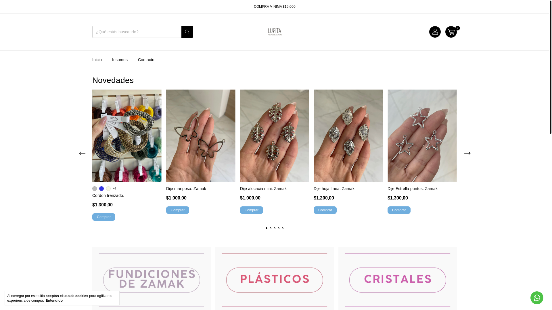 website screenshot of https://lupitainsumosbijou.com.ar/