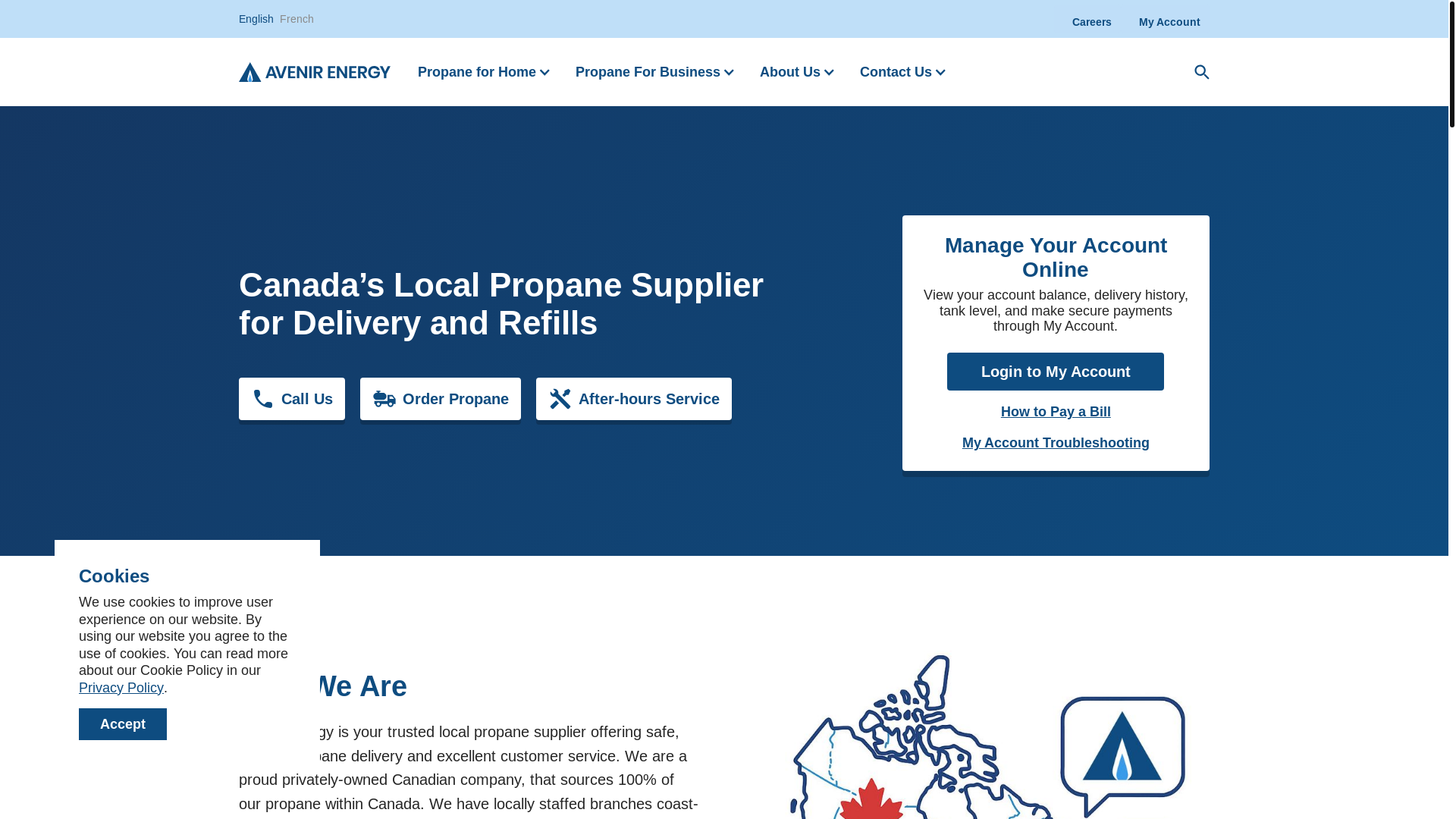 website screenshot of https://www.avenirenergy.ca/