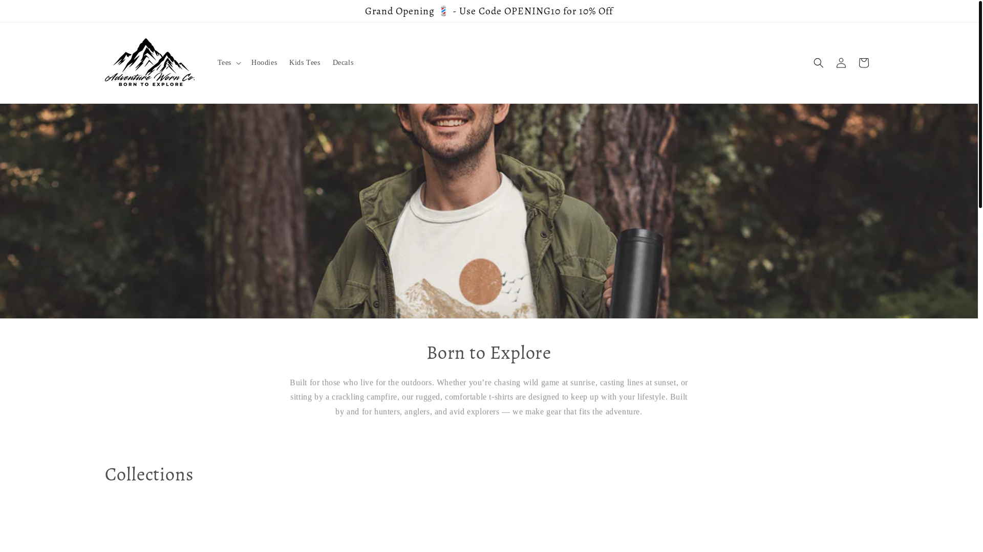 website screenshot of https://adventurewornco.com/