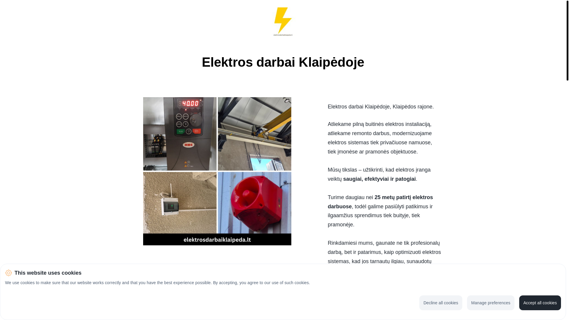 website screenshot of https://elektrosdarbaiklaipeda.lt/