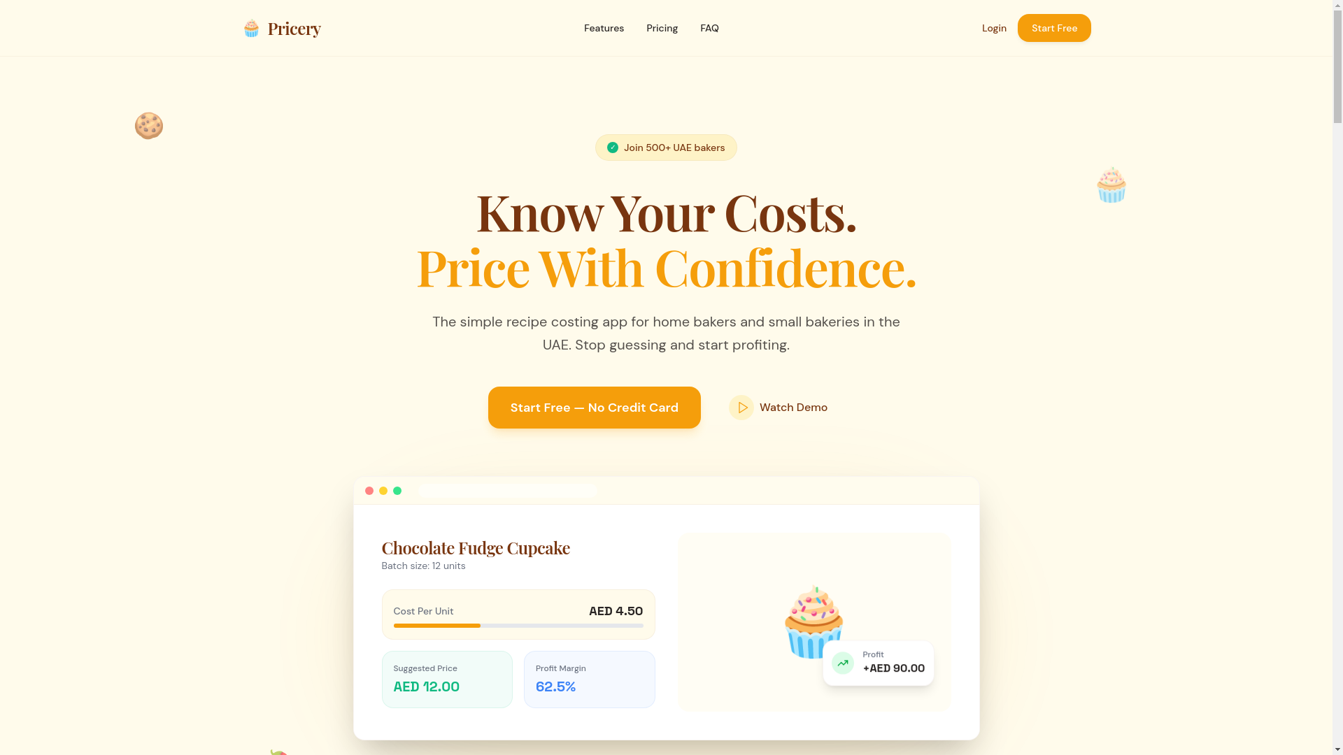 website screenshot of https://pricery.ae/