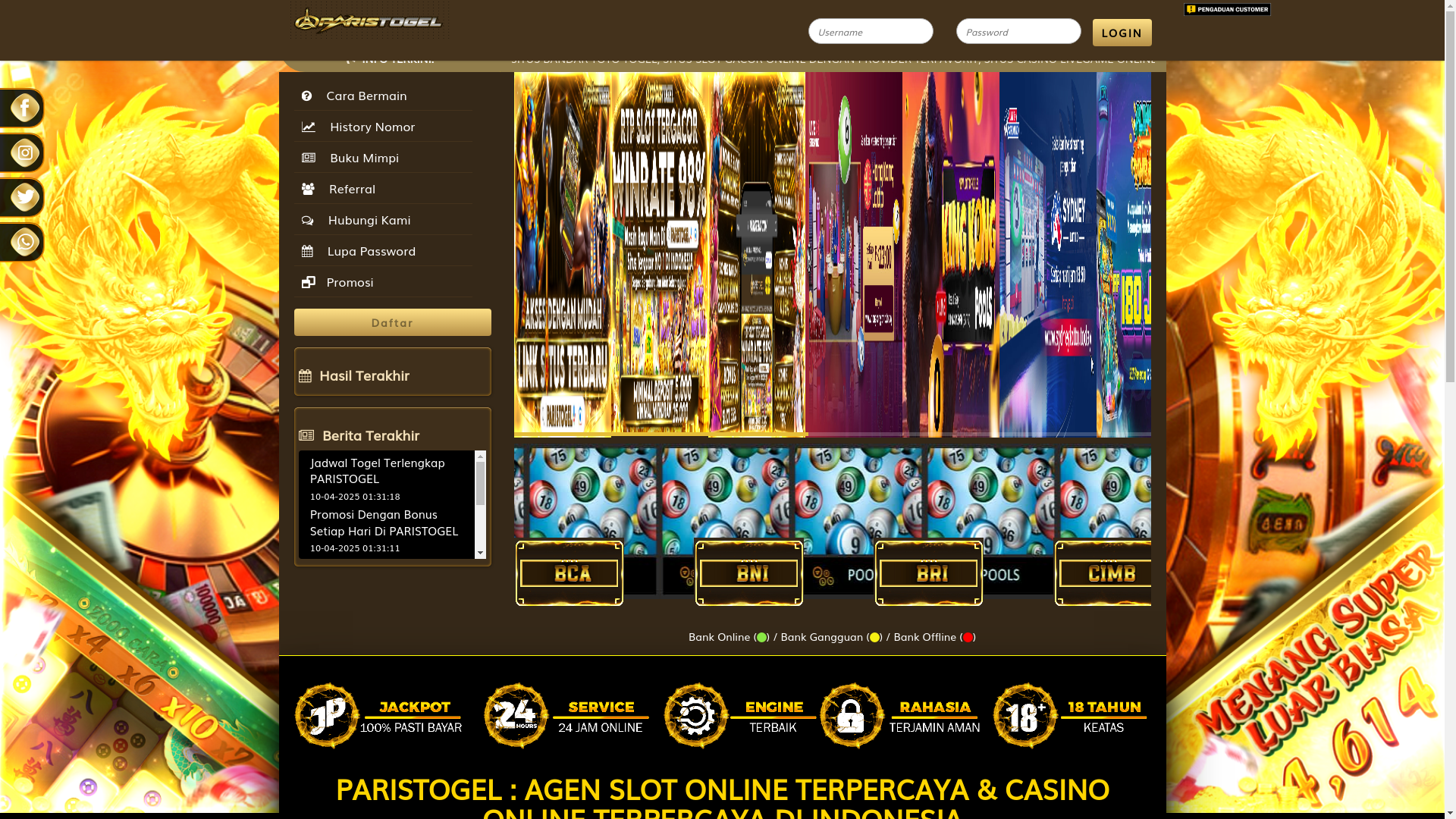 website screenshot of https://paristogelindo.com/