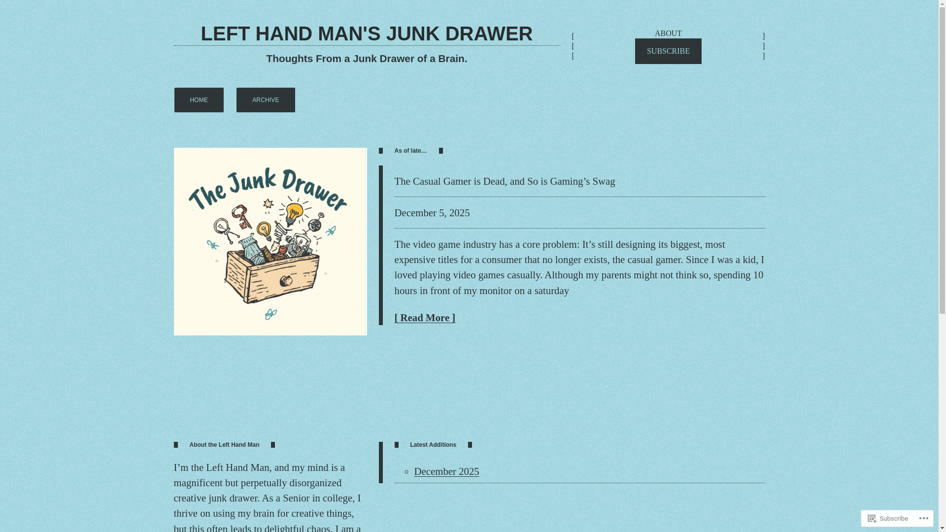 website screenshot of https://lefthandjunkdrawer.com/