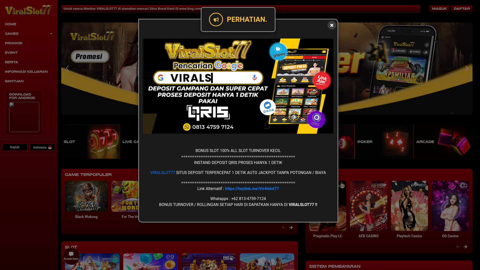 website screenshot of https://viralslot77cuanbesar.com/