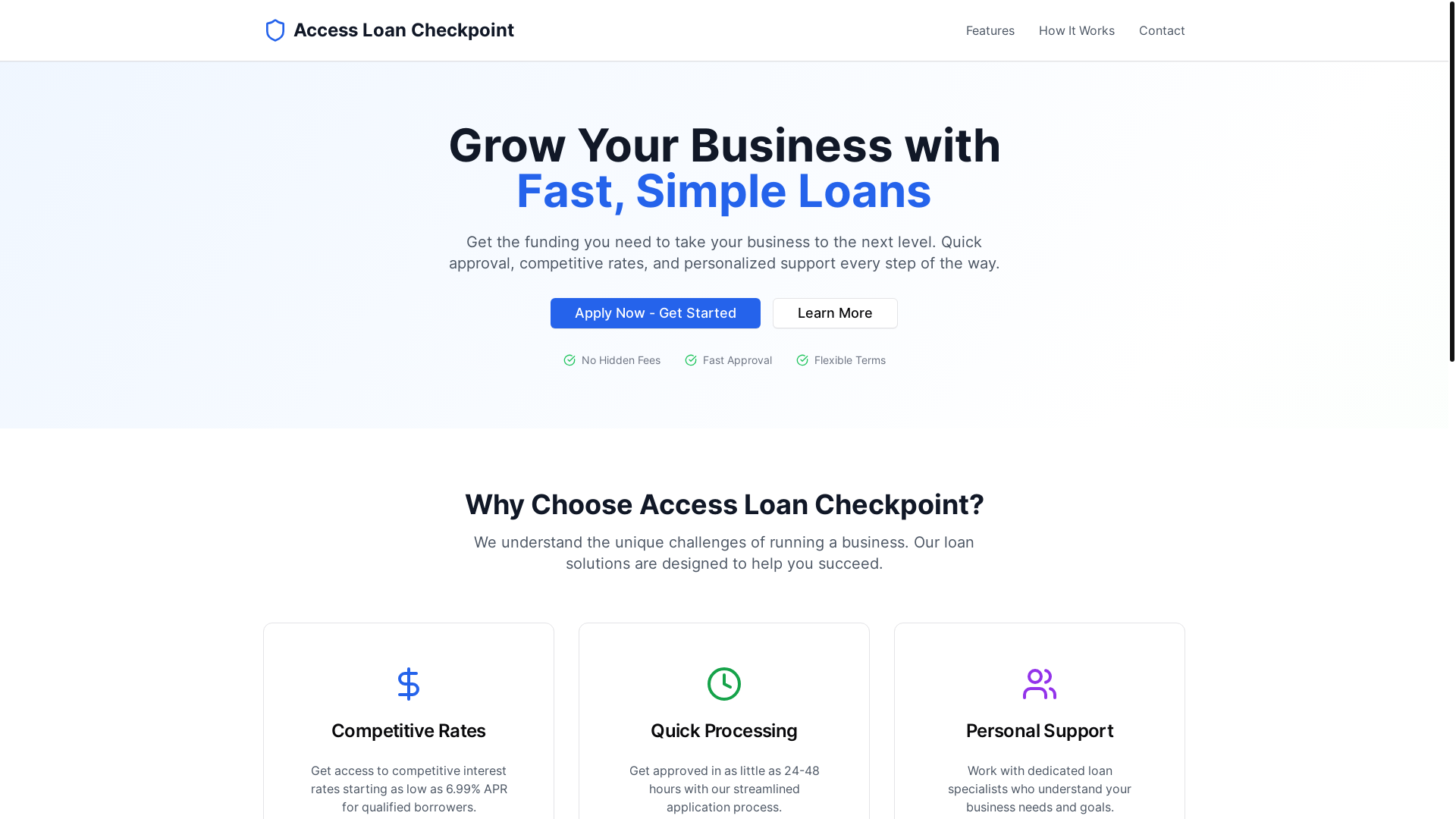 website screenshot of https://accessloanpoint.com/