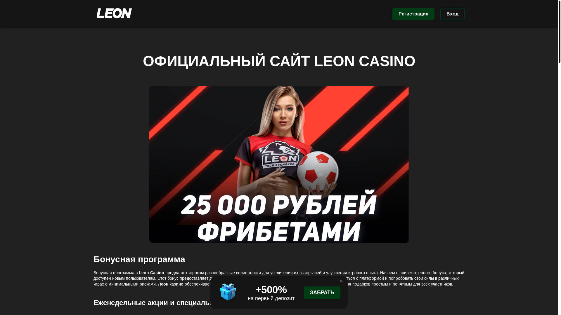 website screenshot of https://leon444casino.top/