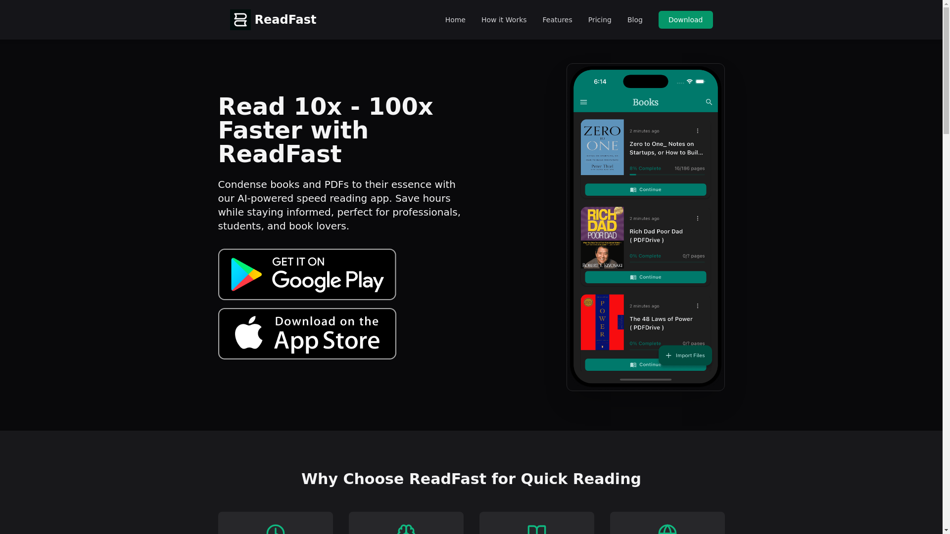 website screenshot of https://readfast-landingpage.pages.dev/