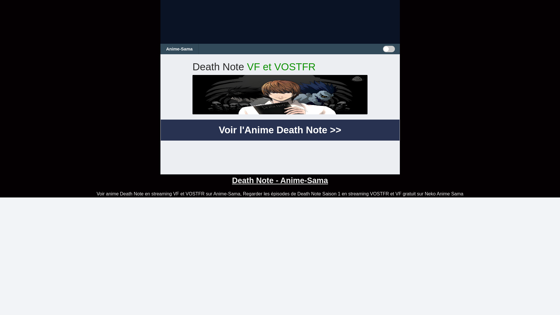 website screenshot of https://anime-sama-death-note.pages.dev/