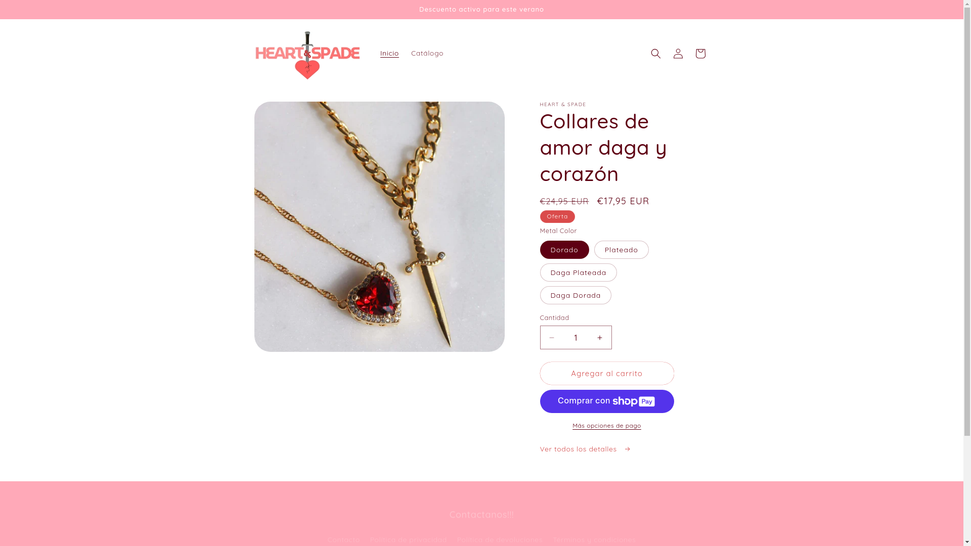 website screenshot of https://heartsspade.store/