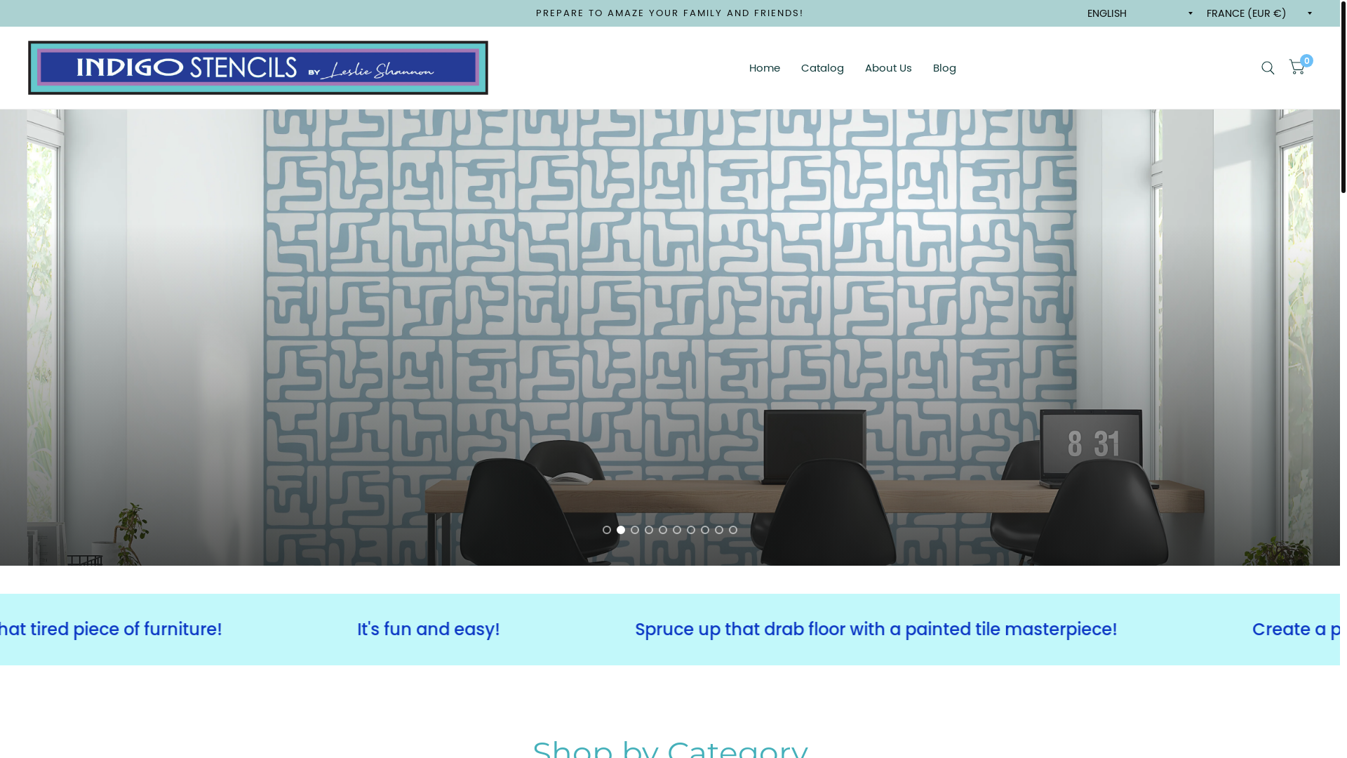 website screenshot of https://indigostencils.com/